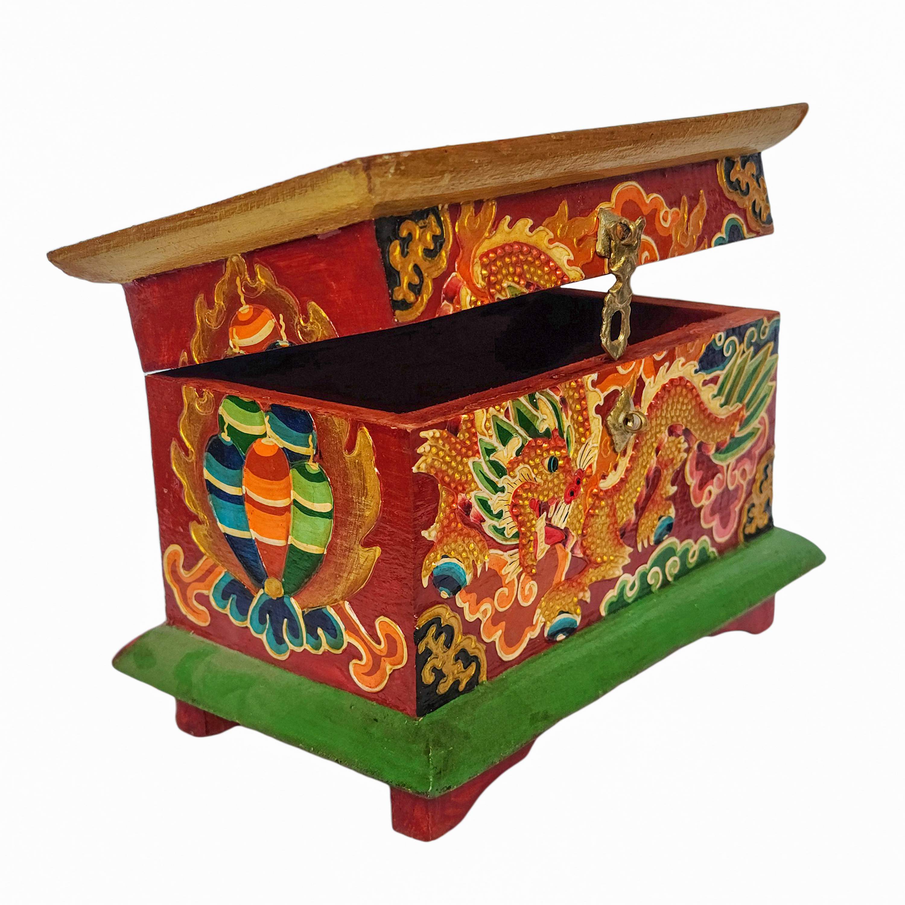 Tibetan Ritual Wooden Box, <span Style=