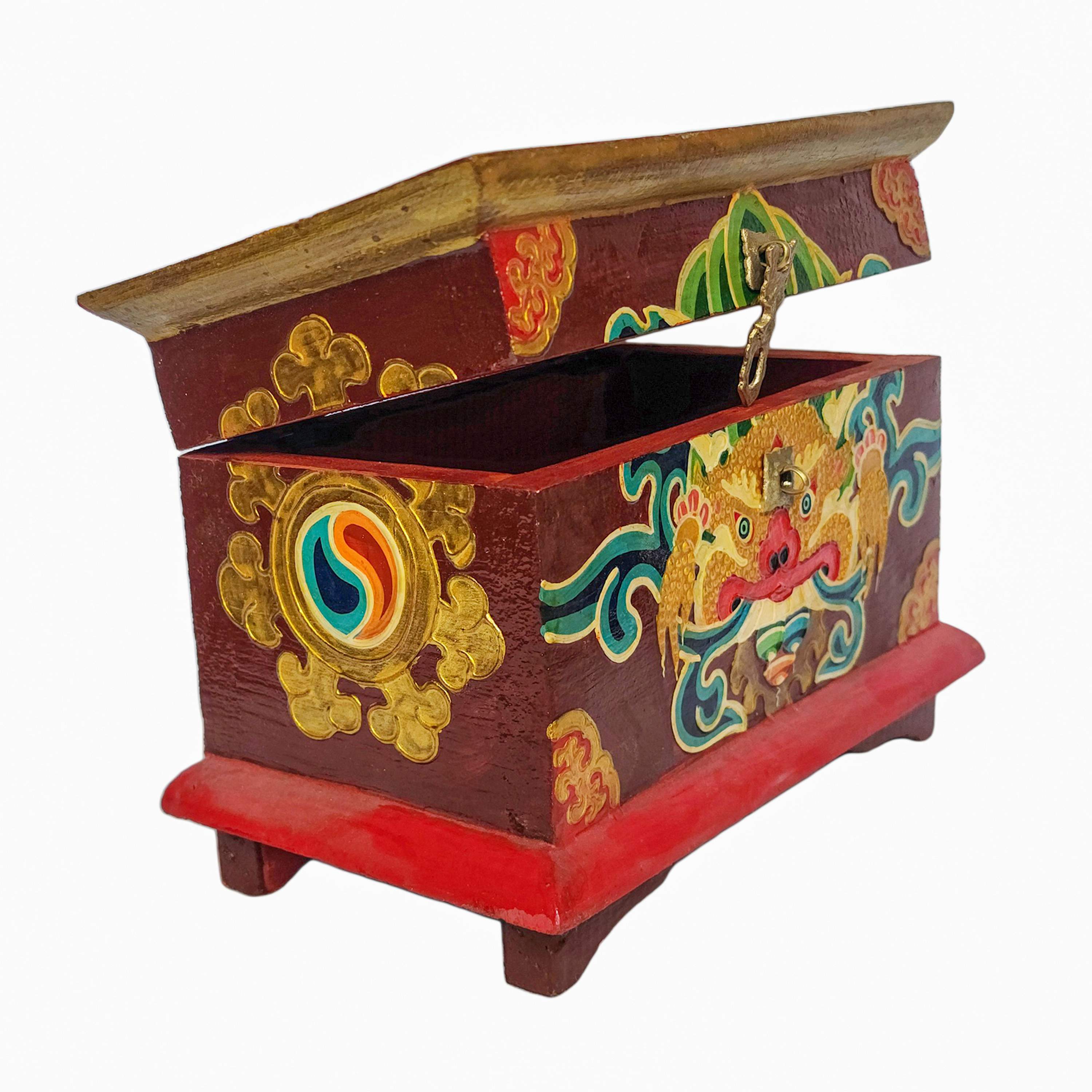 Tibetan Ritual Wooden Box, <span Style=