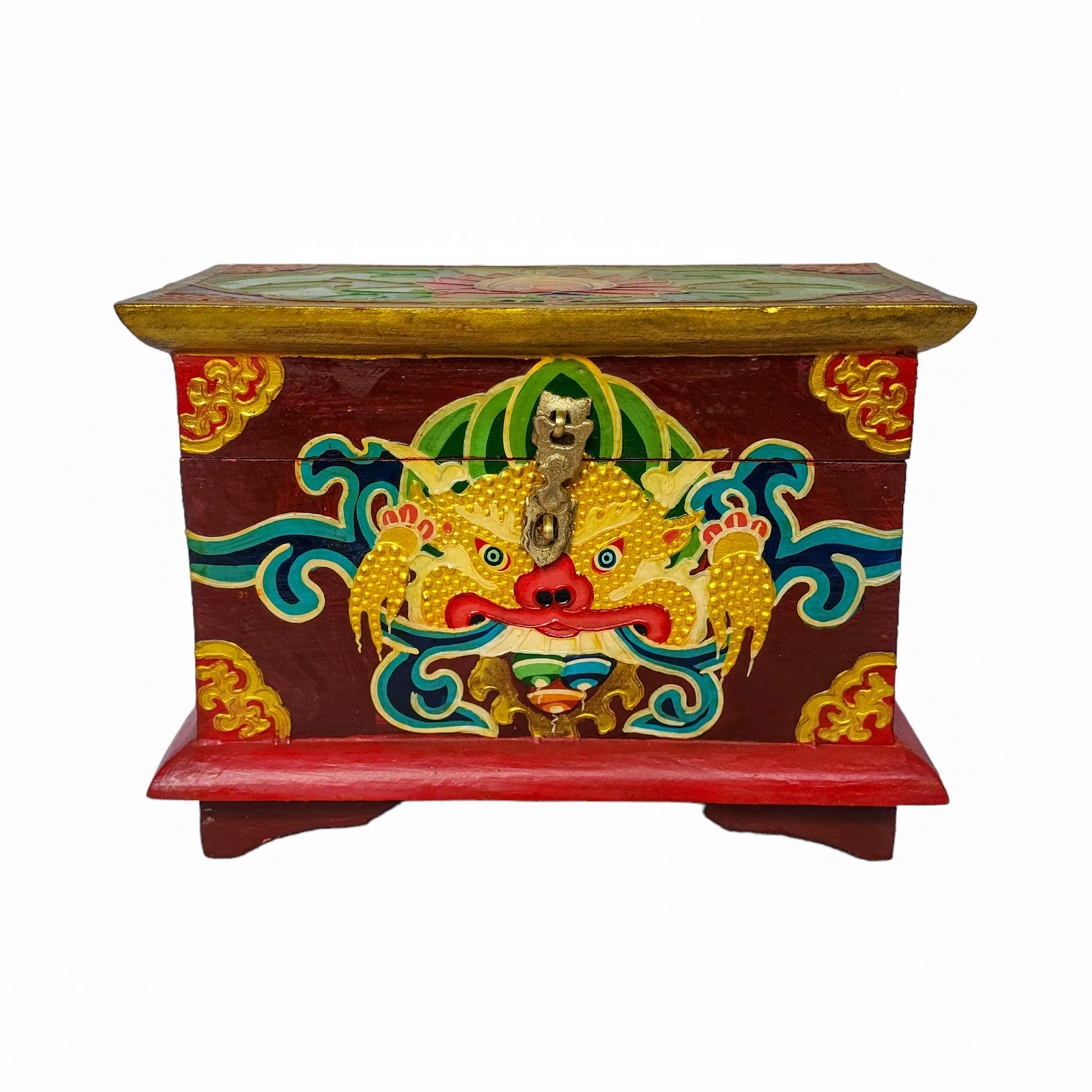 Tibetan Ritual Wooden Box, <span Style=