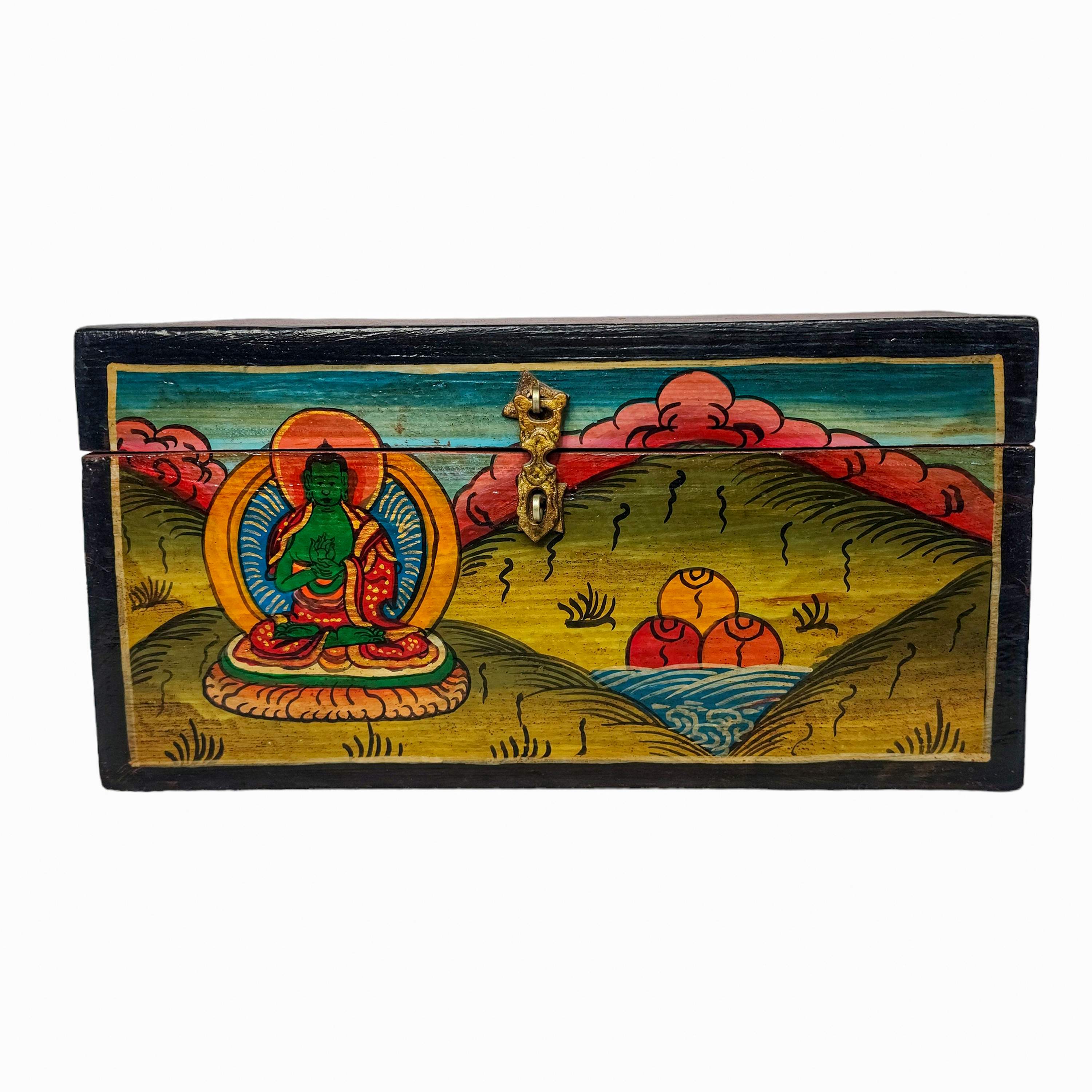 Tibetan Ritual Wooden Box, <span Style=