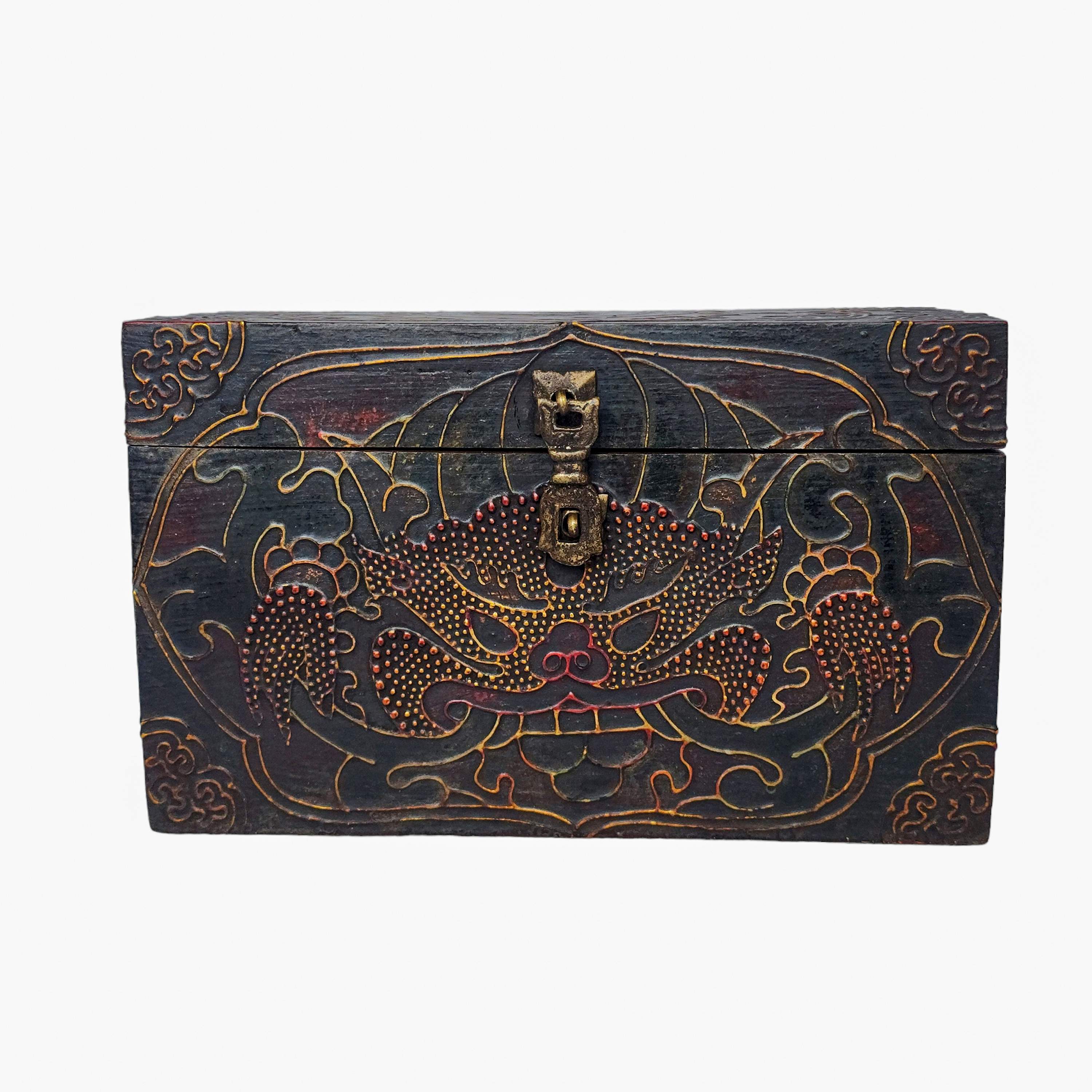 Tibetan Ritual Wooden Box, <span Style=