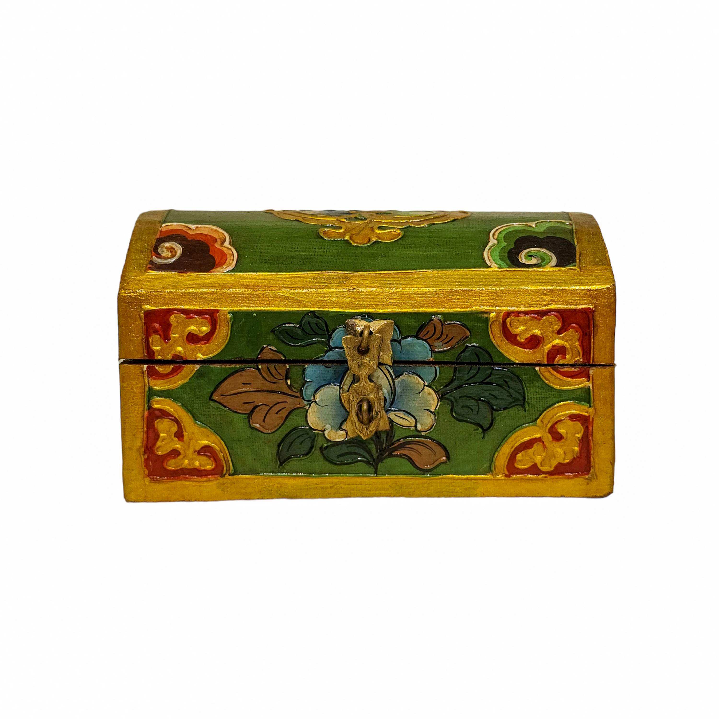 Tibetan Ritual Wooden Box, <span Style=