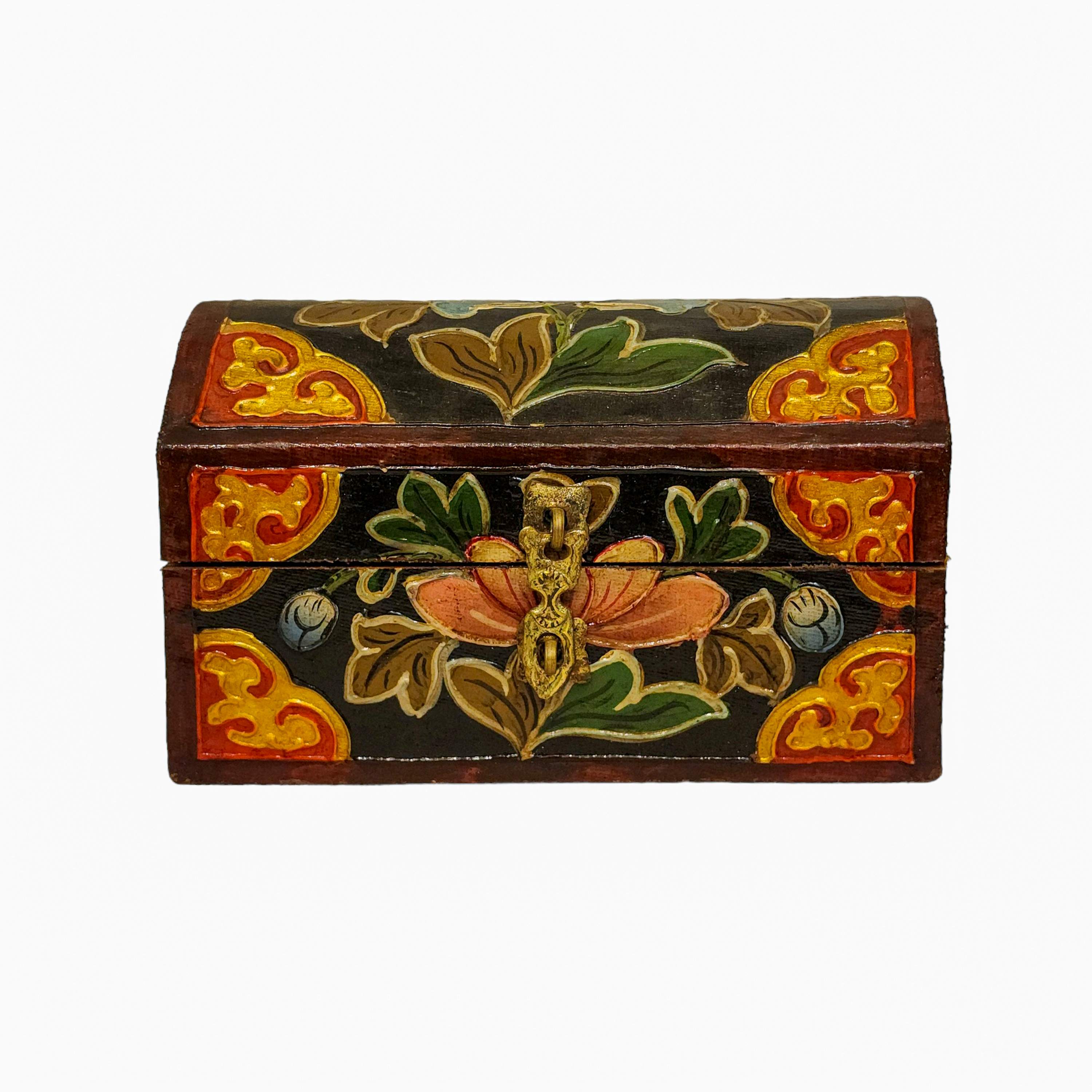 Tibetan Ritual Wooden Box, <span Style=