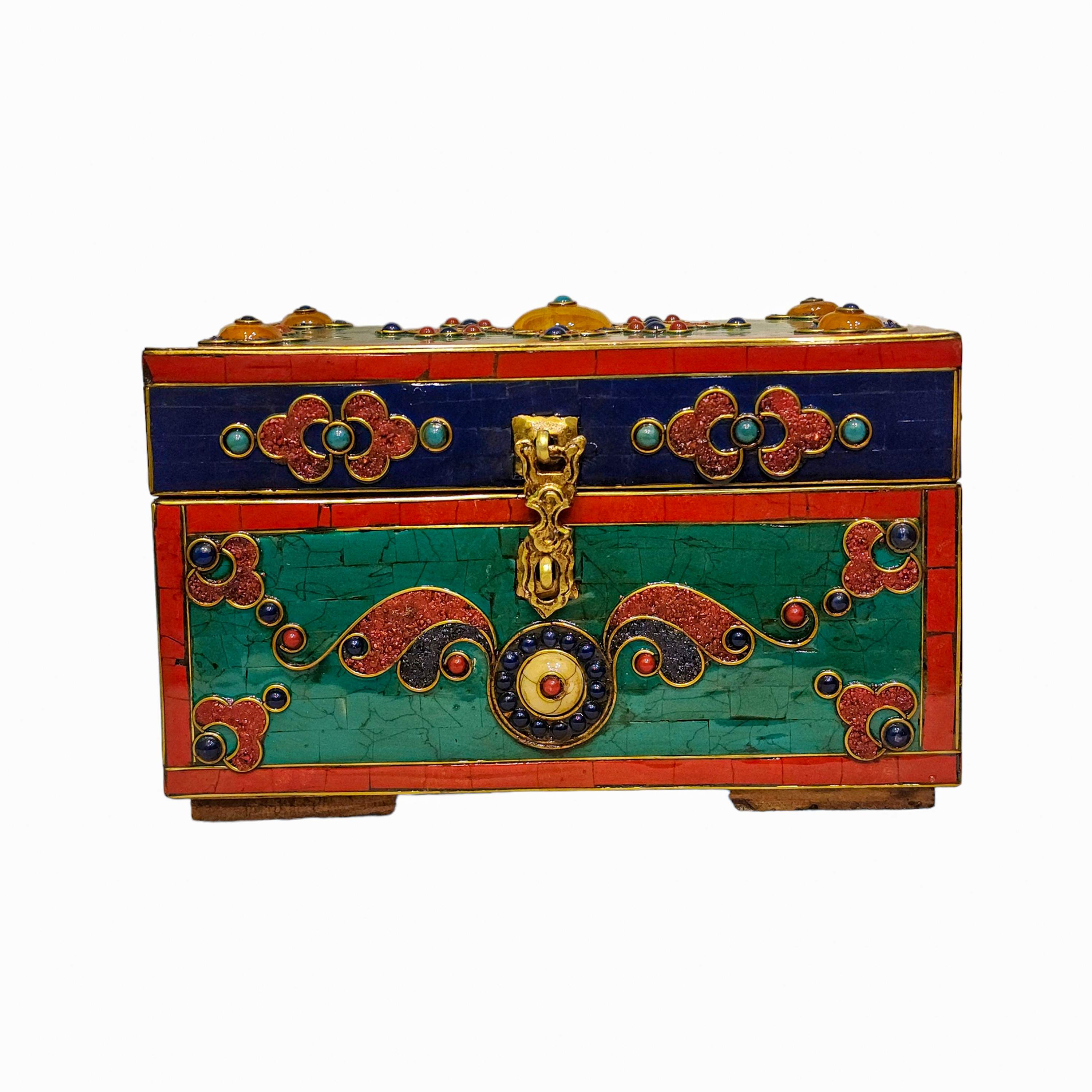 Tibetan Ritual Wooden Box, <span Style=