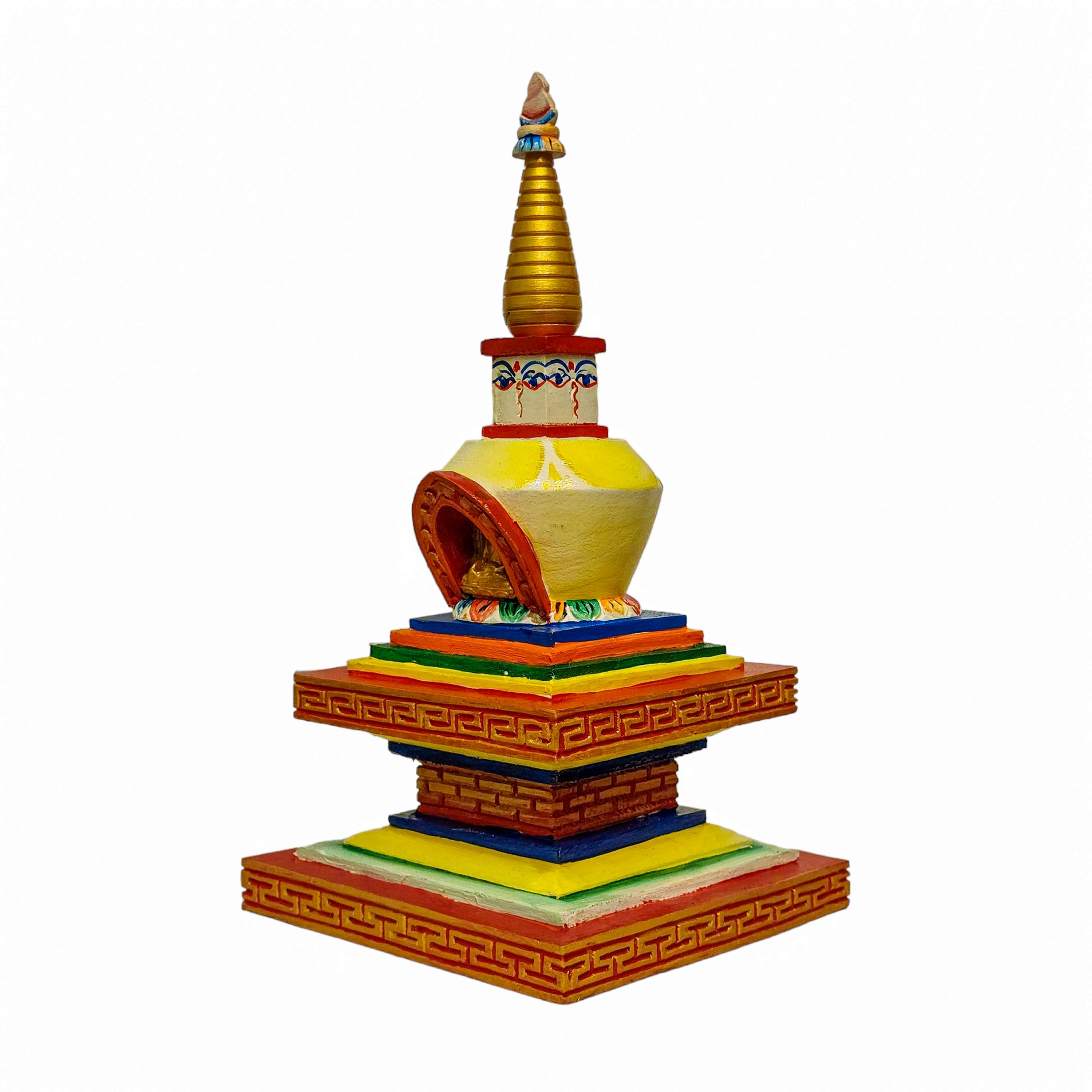 Buddhist Handmade Wooden Stupa, <span Style=