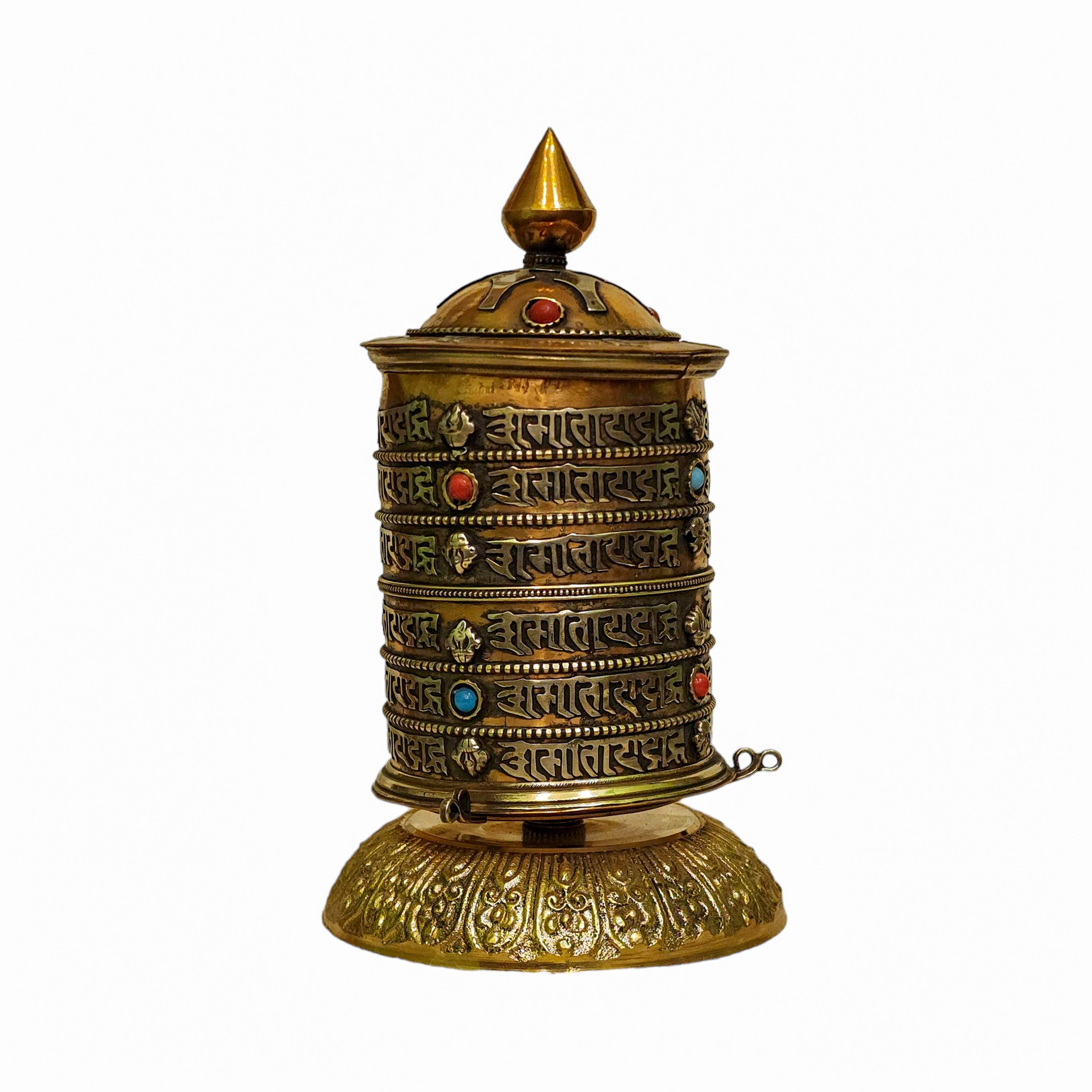 Table Top Prayer Wheel, Buddhist Handmade Prayer Wheel, mantra Inside