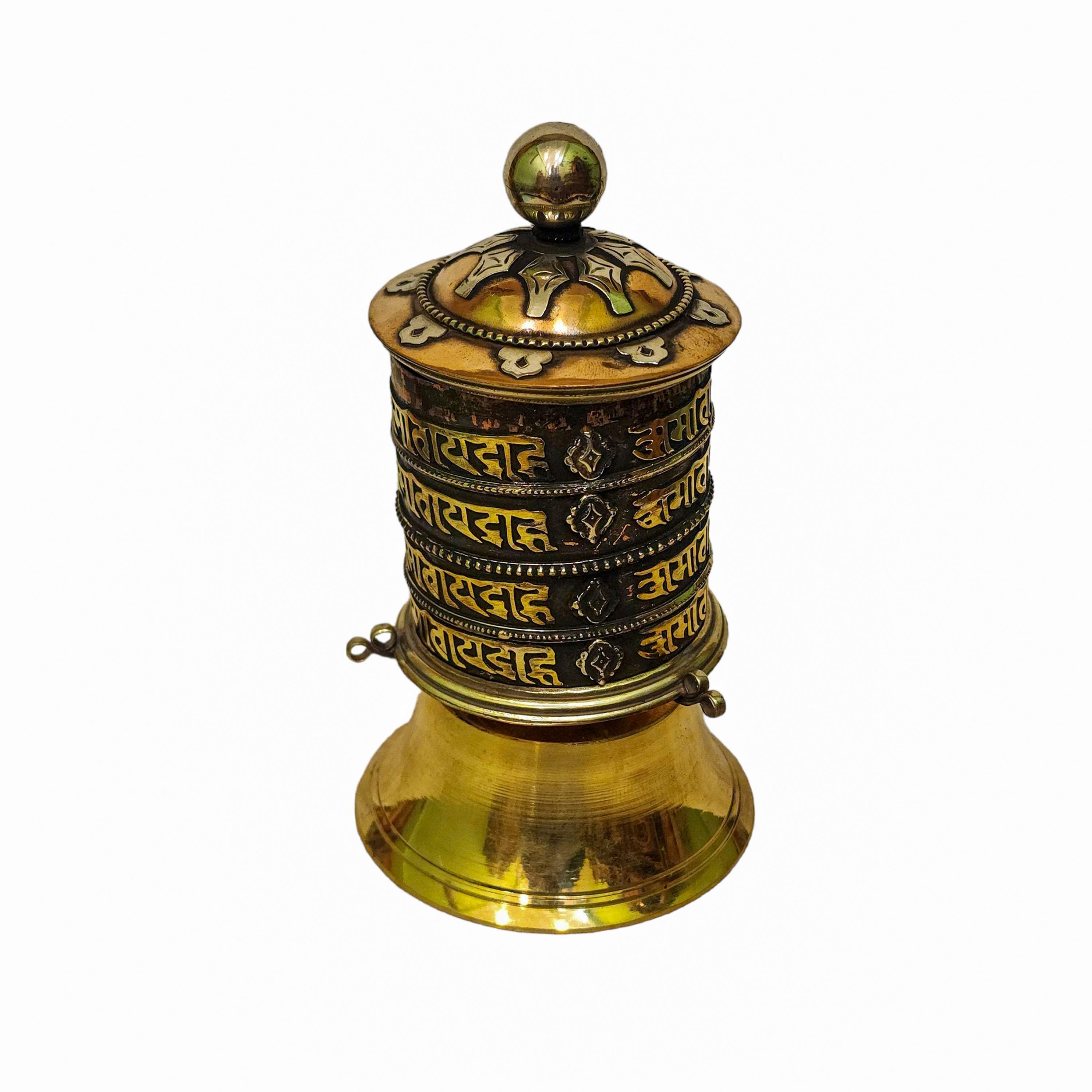 Table Top Prayer Wheel, Buddhist Handmade Prayer Wheel, mantra Inside