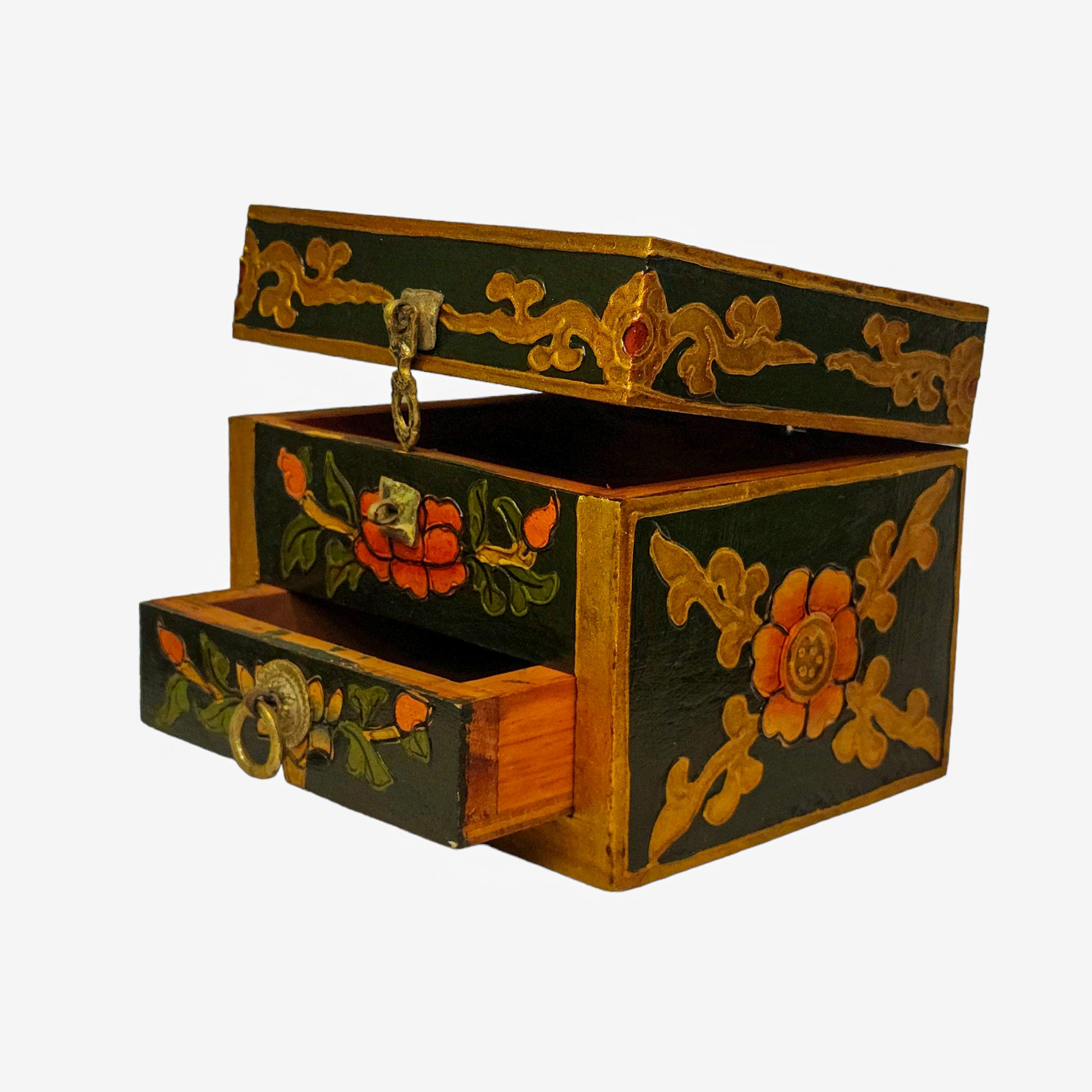 Tibetan Ritual Wooden Box, <span Style=