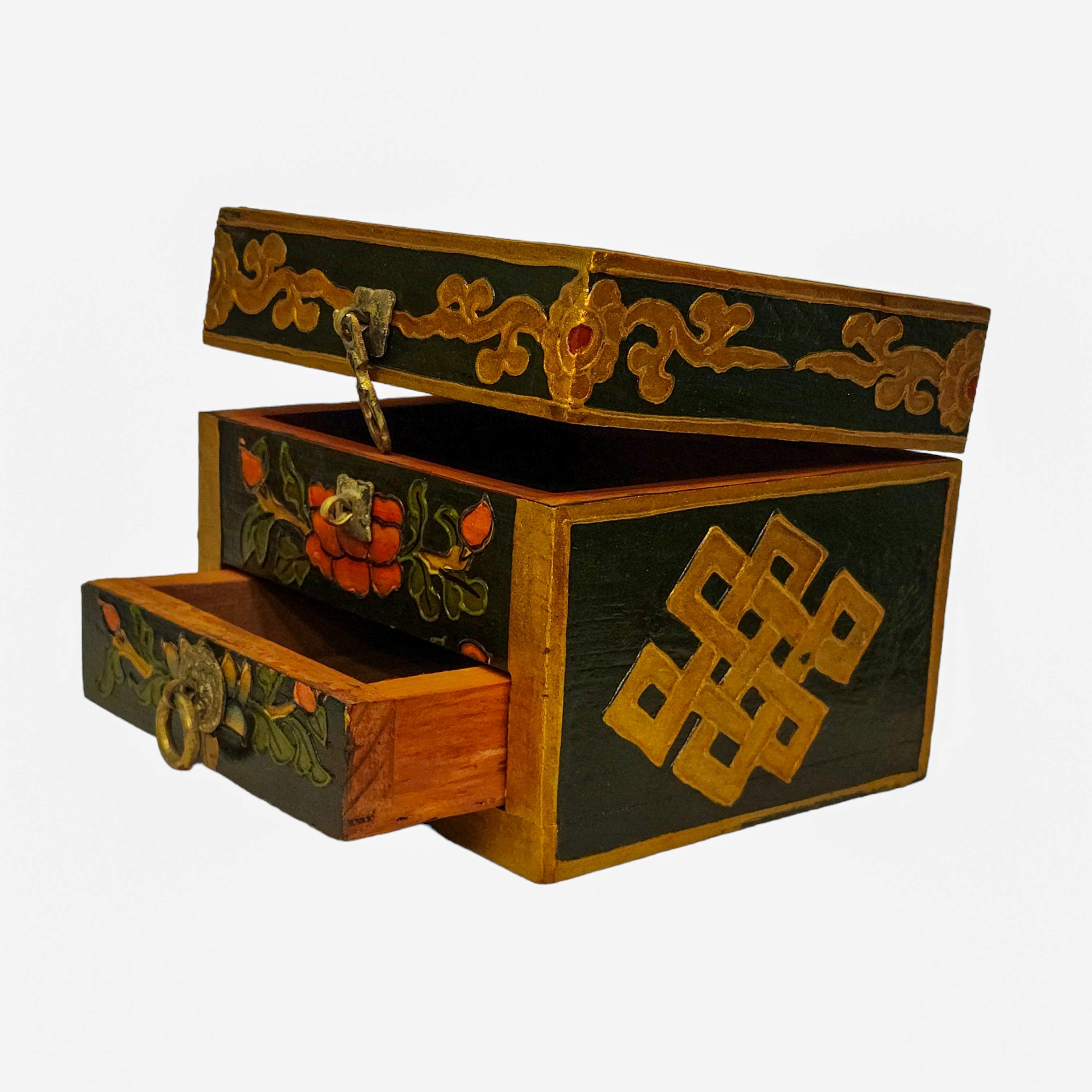 Tibetan Ritual Wooden Box, <span Style=