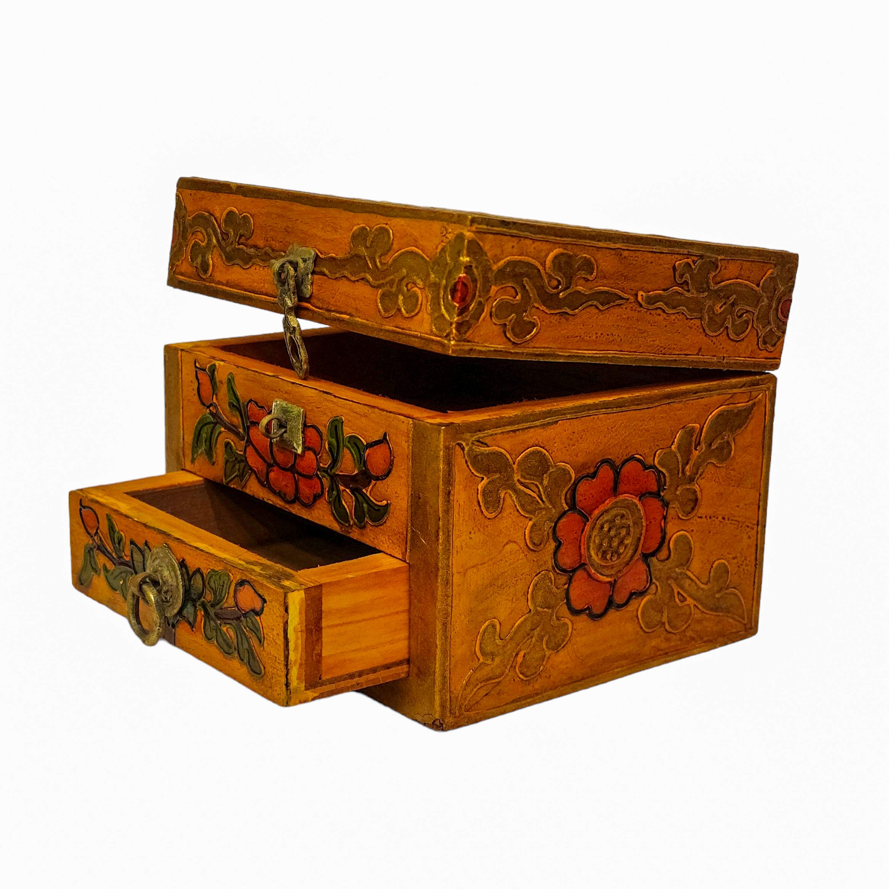 Tibetan Ritual Wooden Box, <span Style=