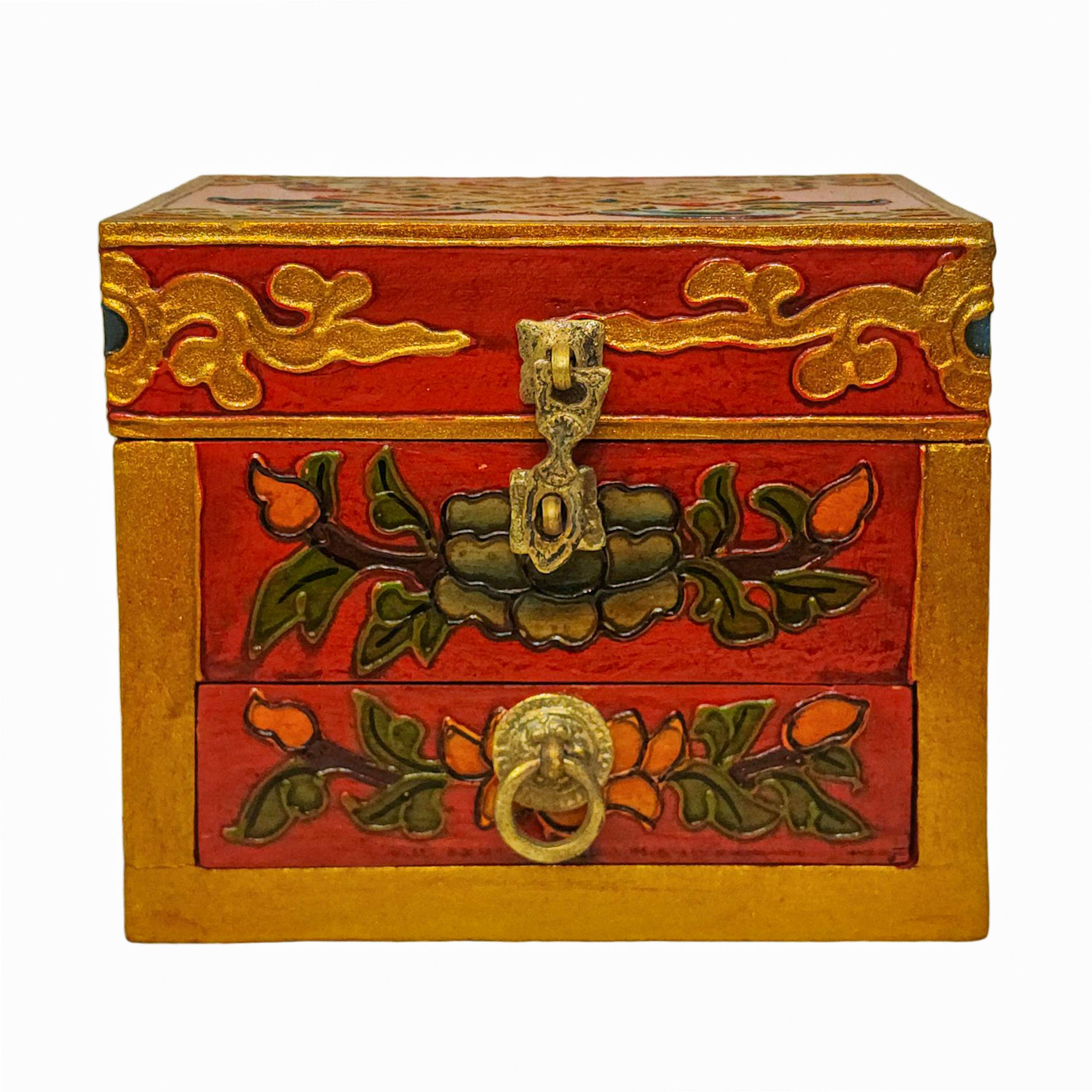 Tibetan Ritual Wooden Box, <span Style=