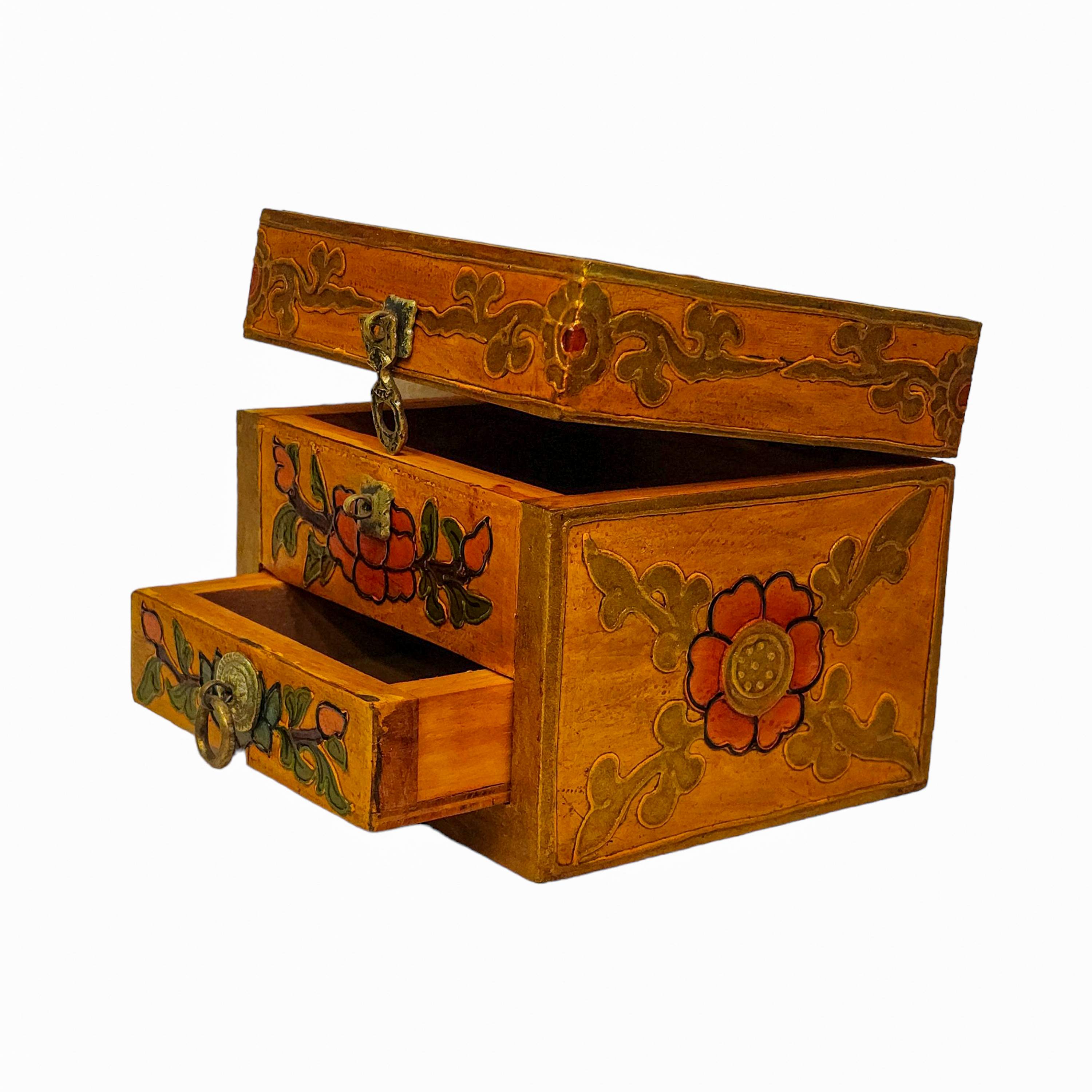 Tibetan Ritual Wooden Box, <span Style=