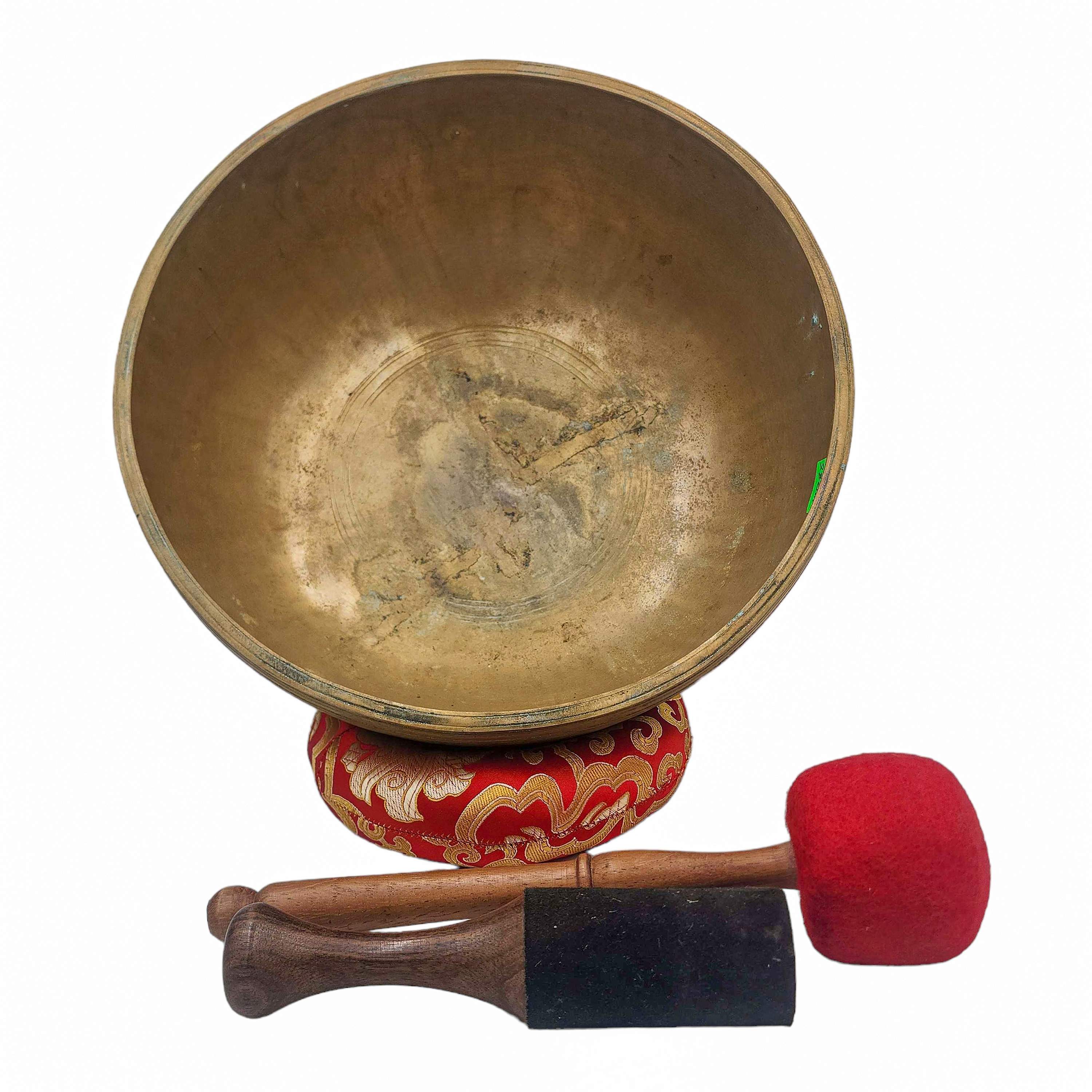 Jambati Singing Bowl, Buddhist Hand Beaten, Antique Finishing, Sound Note D, 146 Hz