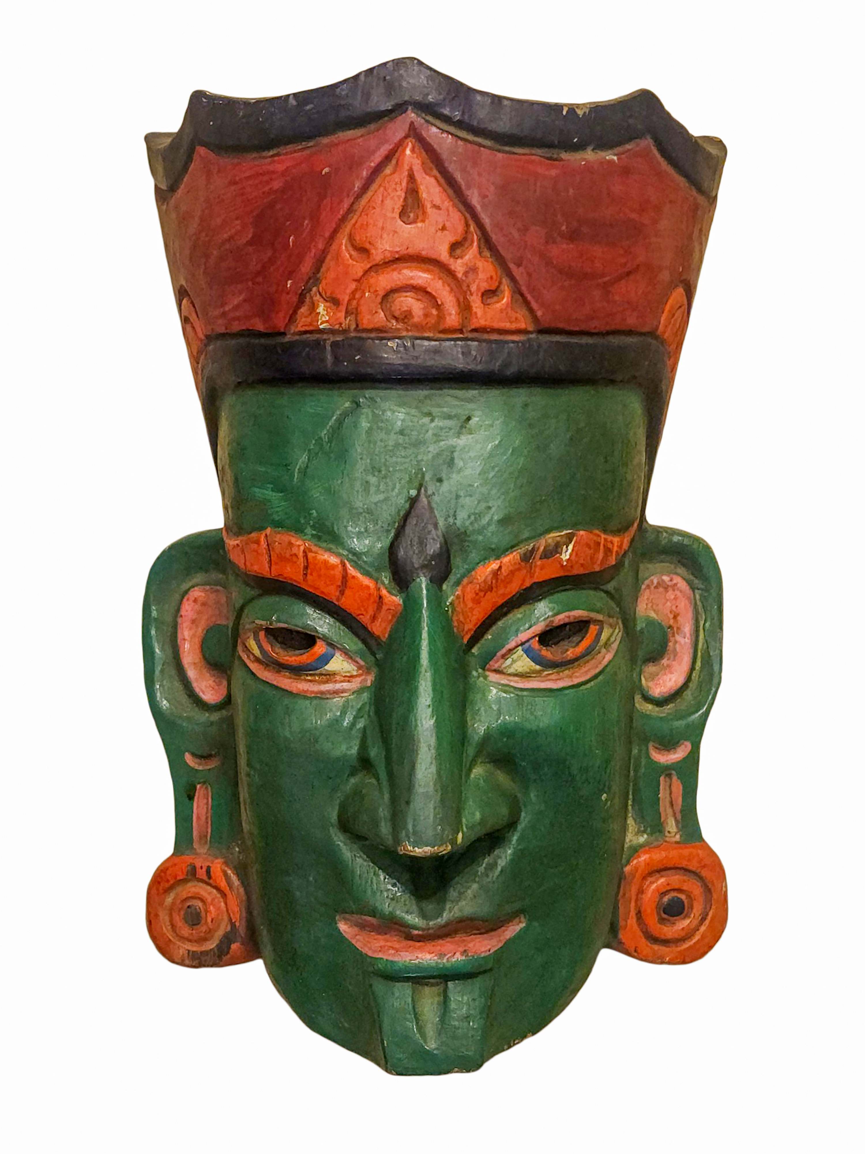 padmasambhava, Handmade Wooden Mask, Wall Hanging, painted, Poplar Wood