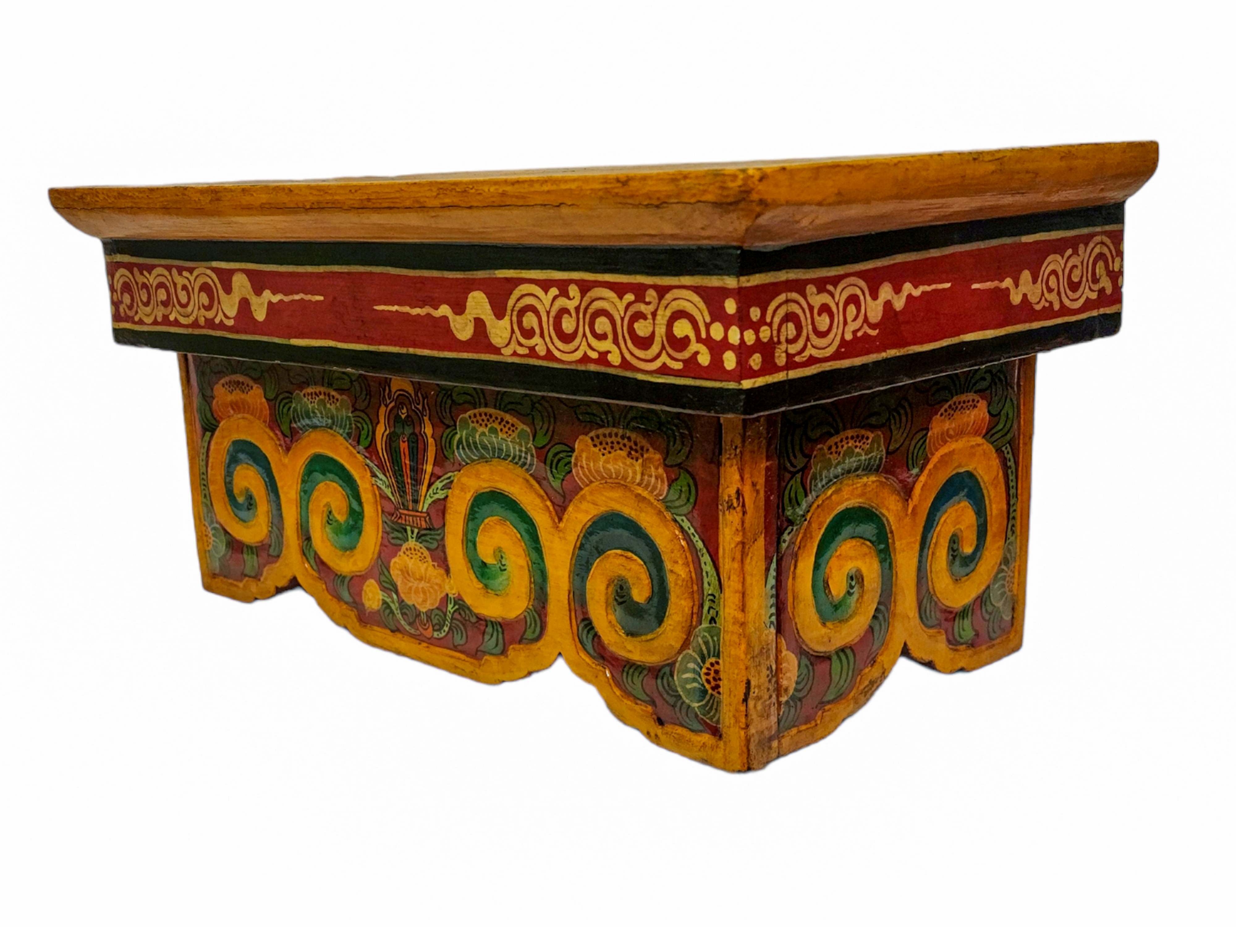 Tibetan Ritual Foldable Table, Traditional Color Painted