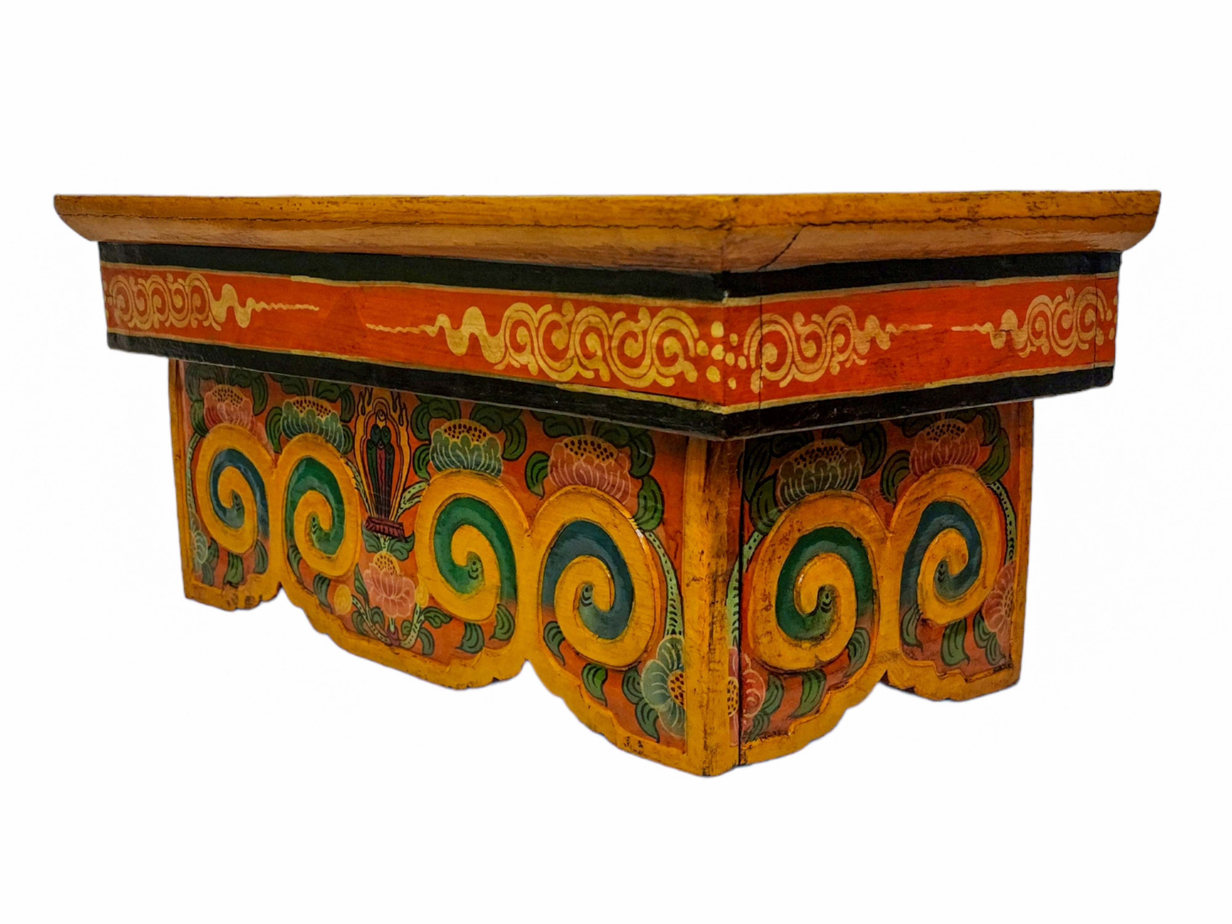 Tibetan Ritual Foldable Table, Traditional Color Painted