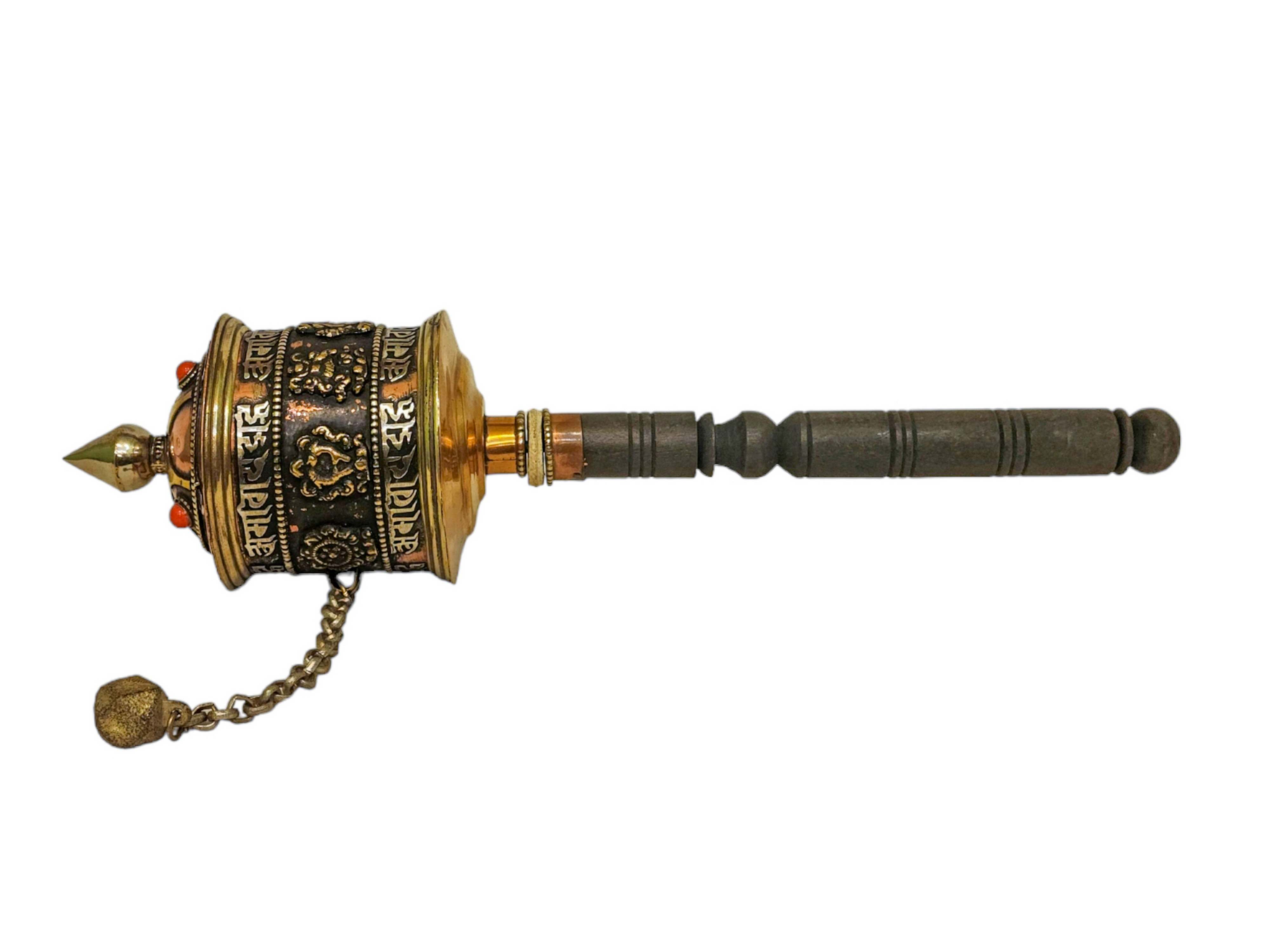 Hand Held Prayer Wheel, Buddhist Handmade Prayer Wheel <span Style=