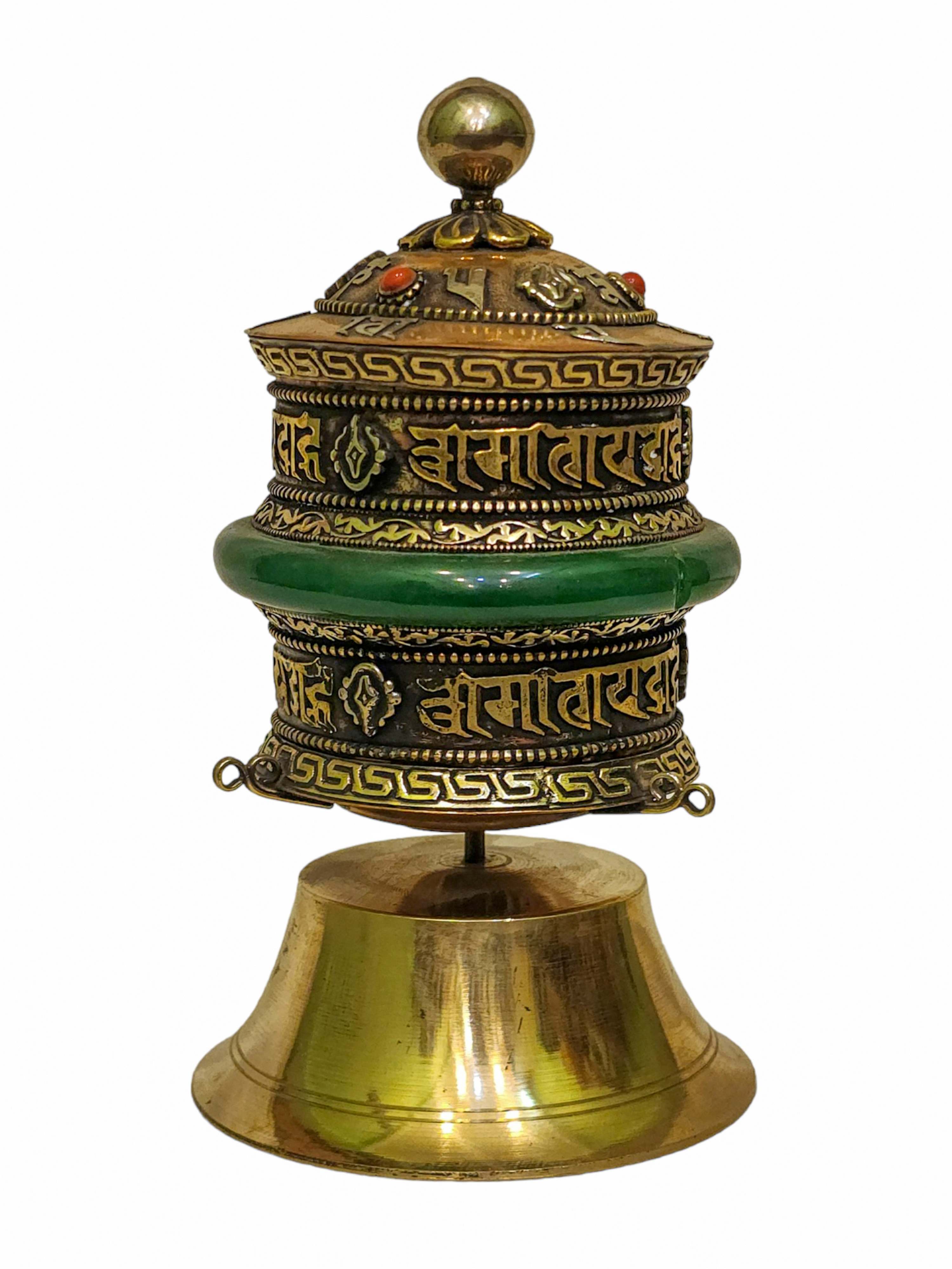 Table Top Prayer Wheel, Buddhist Handmade Prayer Wheel <span Style=