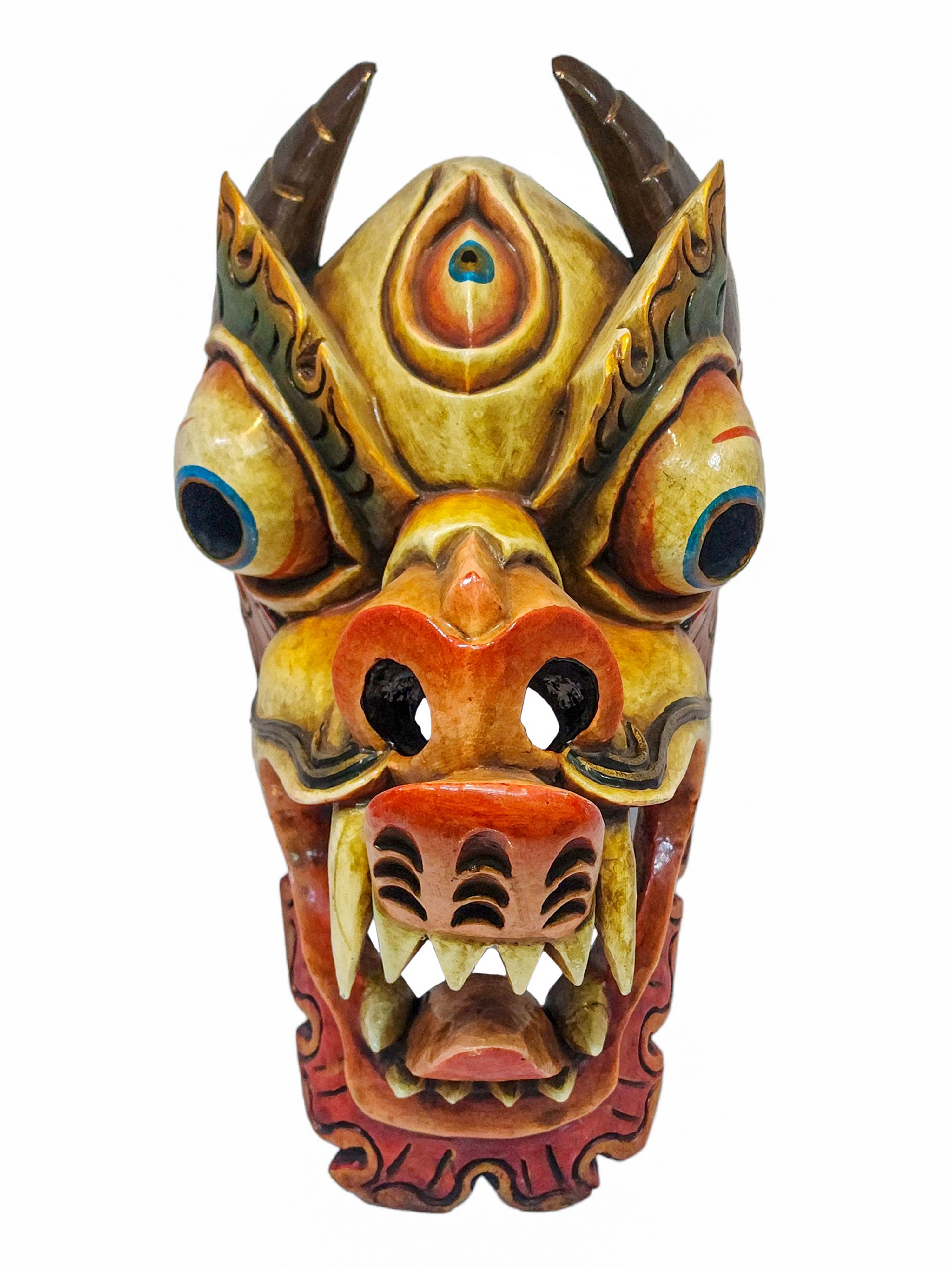 dragon, Wooden Mask, Traditional Color Painted