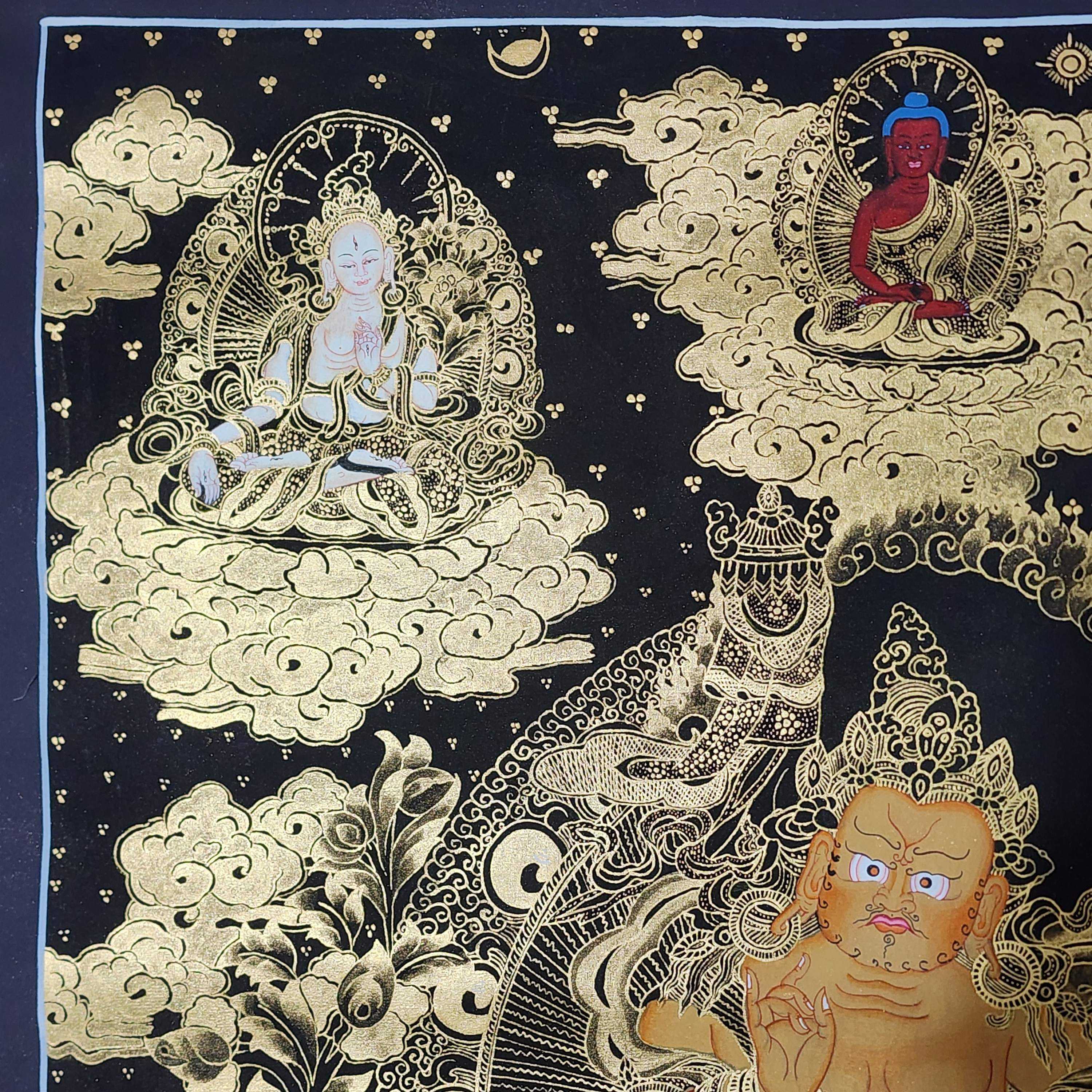 Jambhala: Namtose Thangka, Buddhist Traditional Painting, Hand Painted