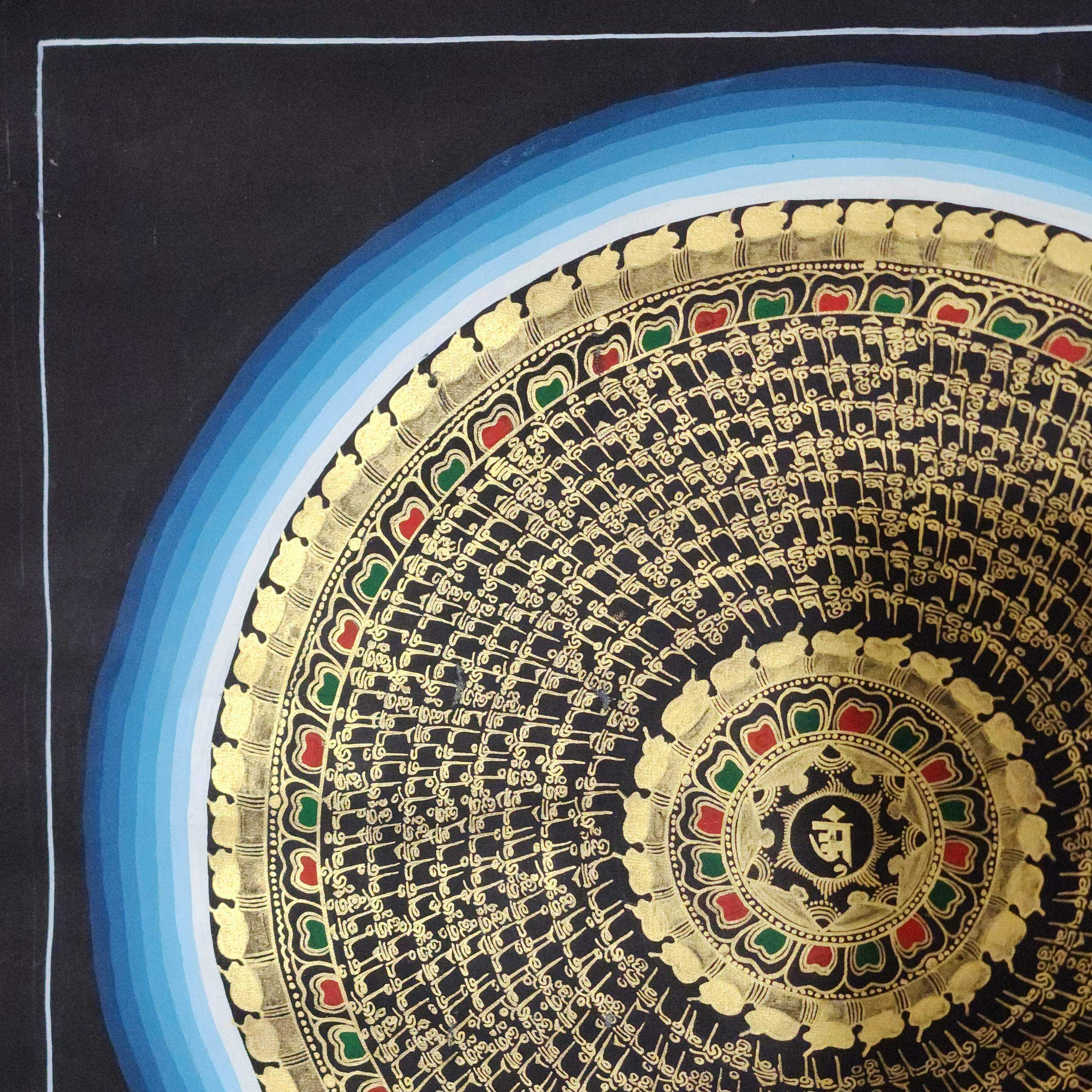 Mantra Mandala Thangka, Buddhist Traditional Painting, Hand Painted