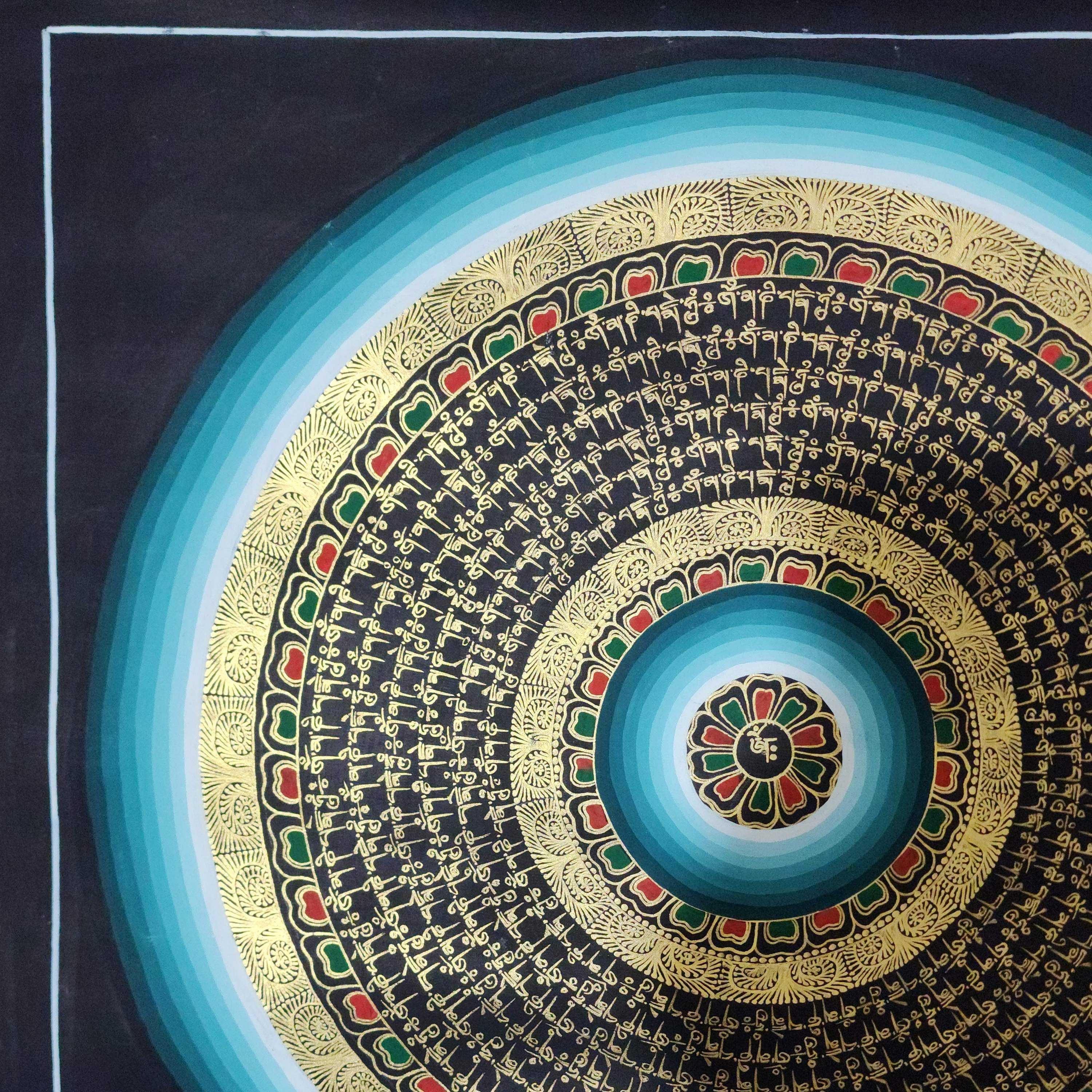 Mantra Mandala Thangka, Buddhist Traditional Painting, Hand Painted