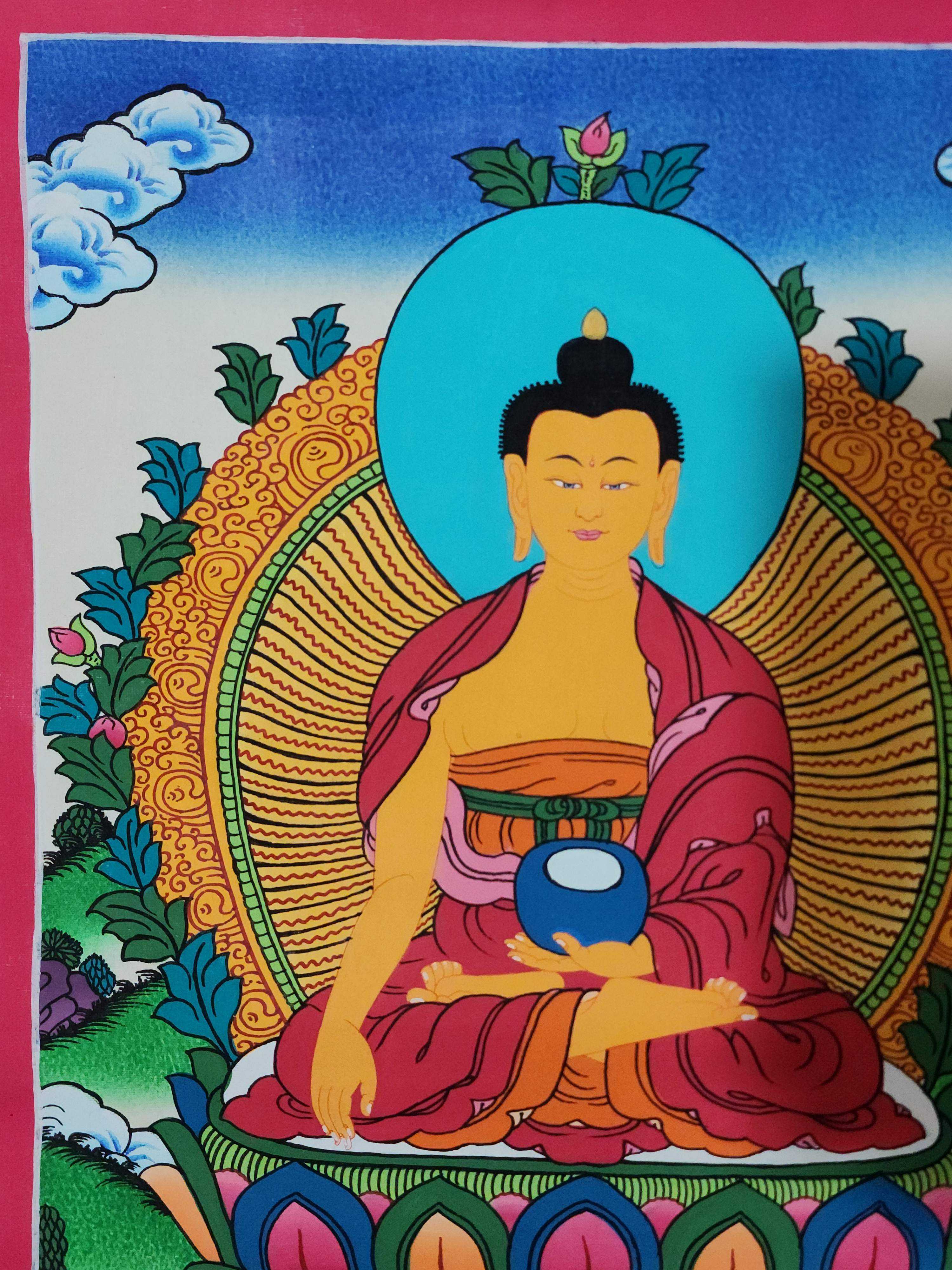 Shakyamuni Buddha Thangka, Buddhist Traditional Painting, Hand Painted