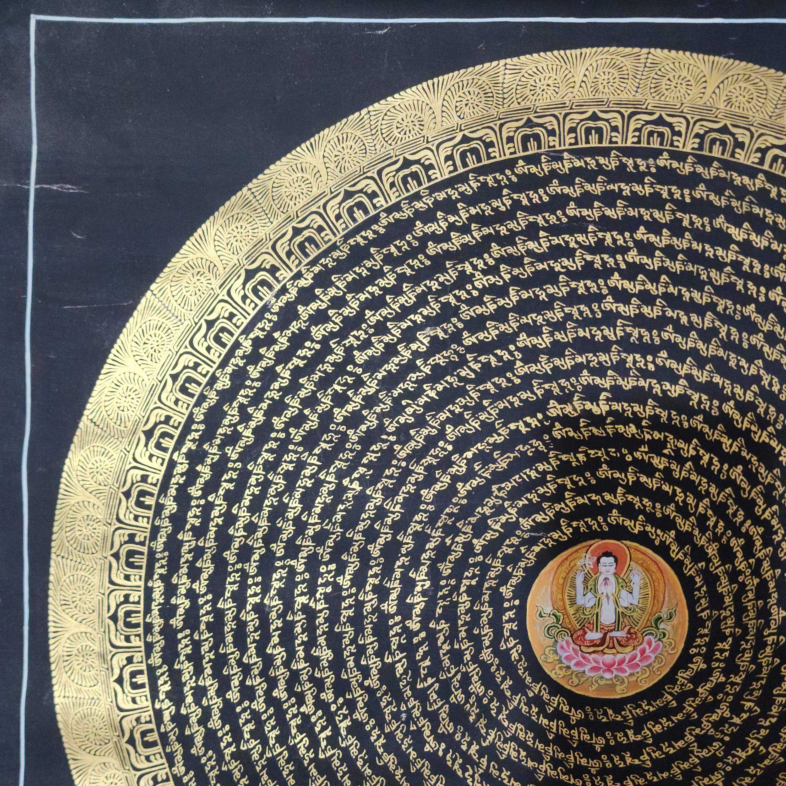 Mantra Mandala Thangka, Buddhist Traditional Painting, Hand Painted