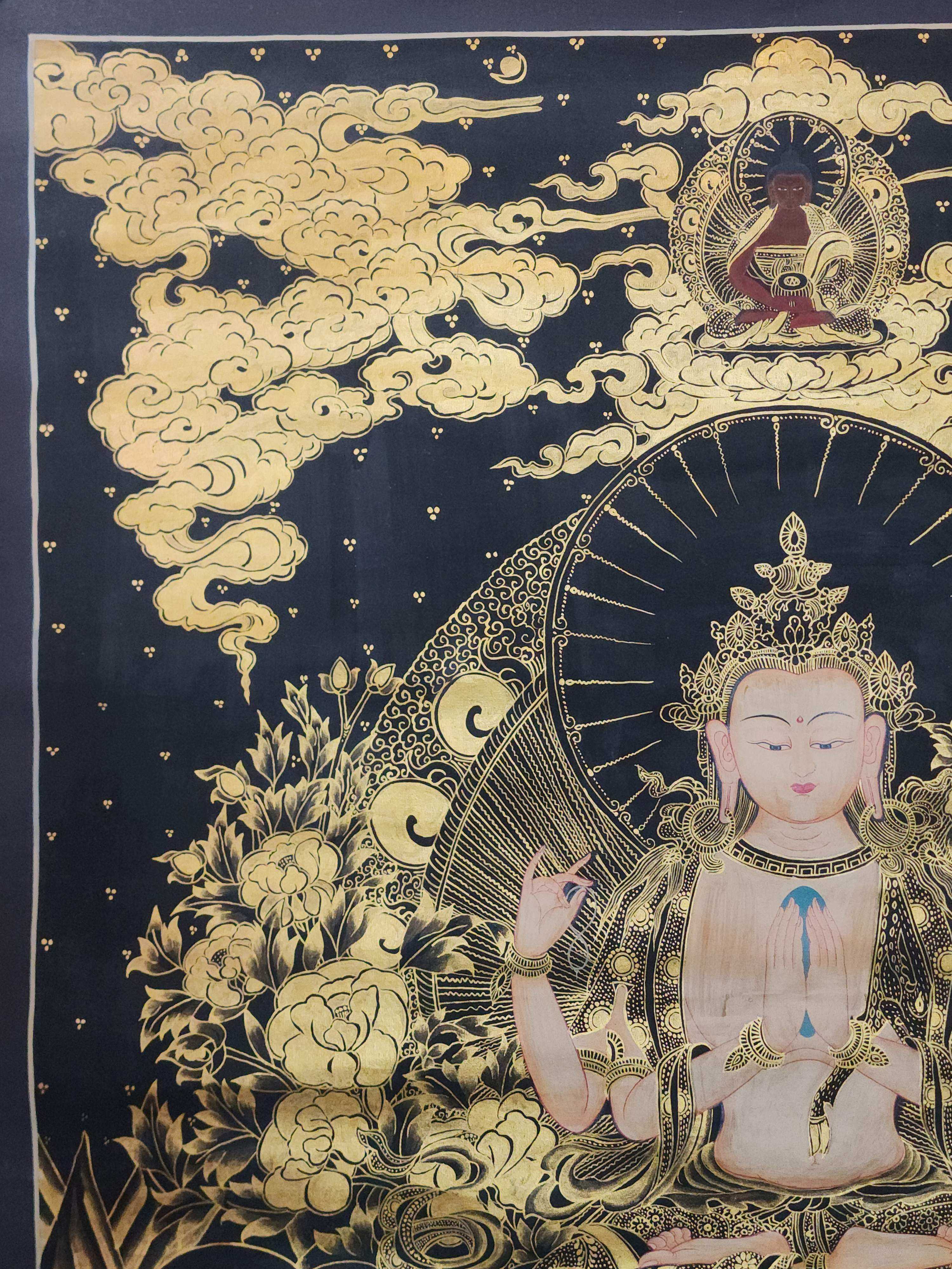Chenrezigthangka, Buddhist Traditional Painting, Hand Painted