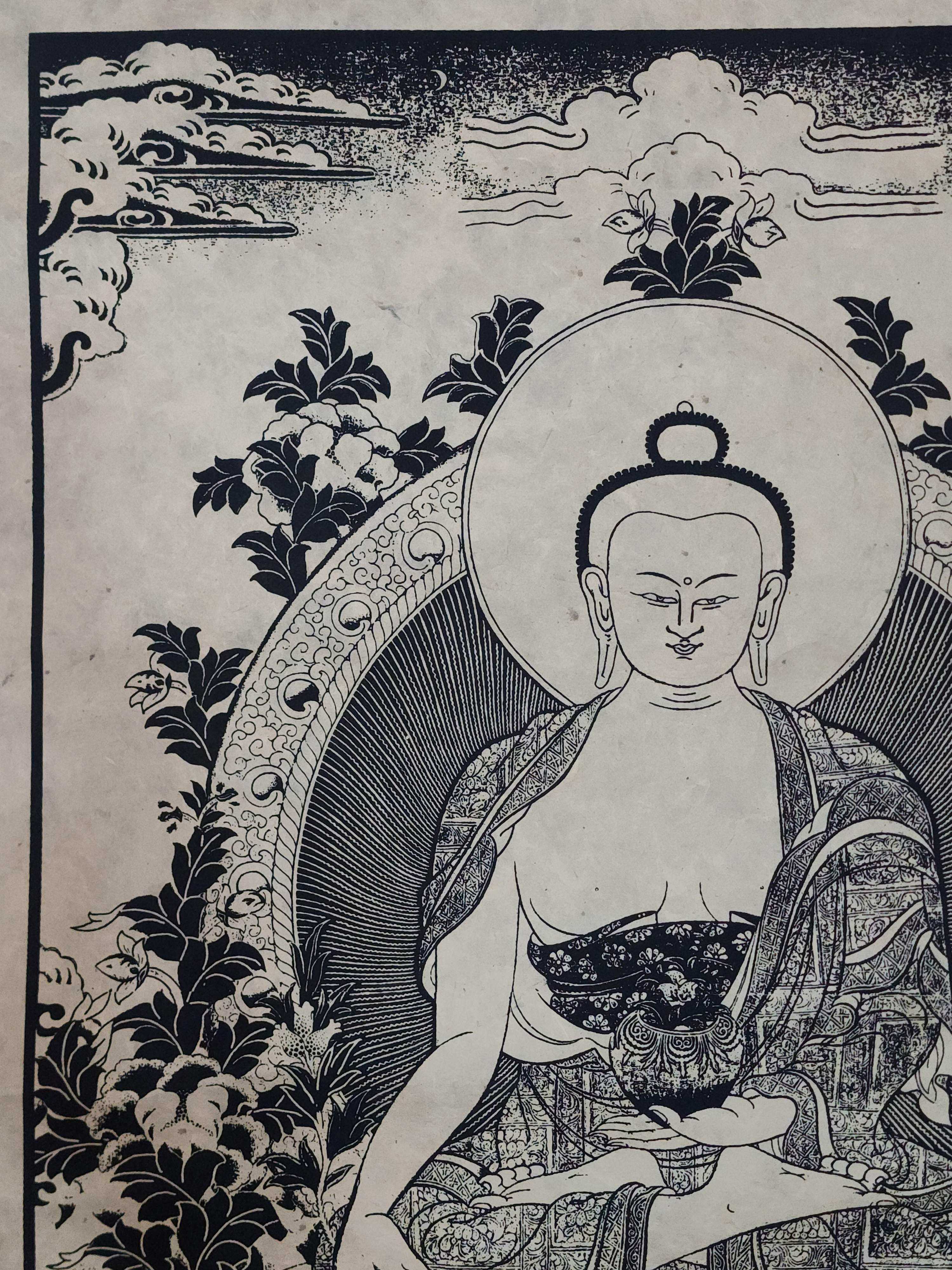 Shakyamuni Buddha Paper Thangka, Buddhist Traditional Painting, Hand Painted