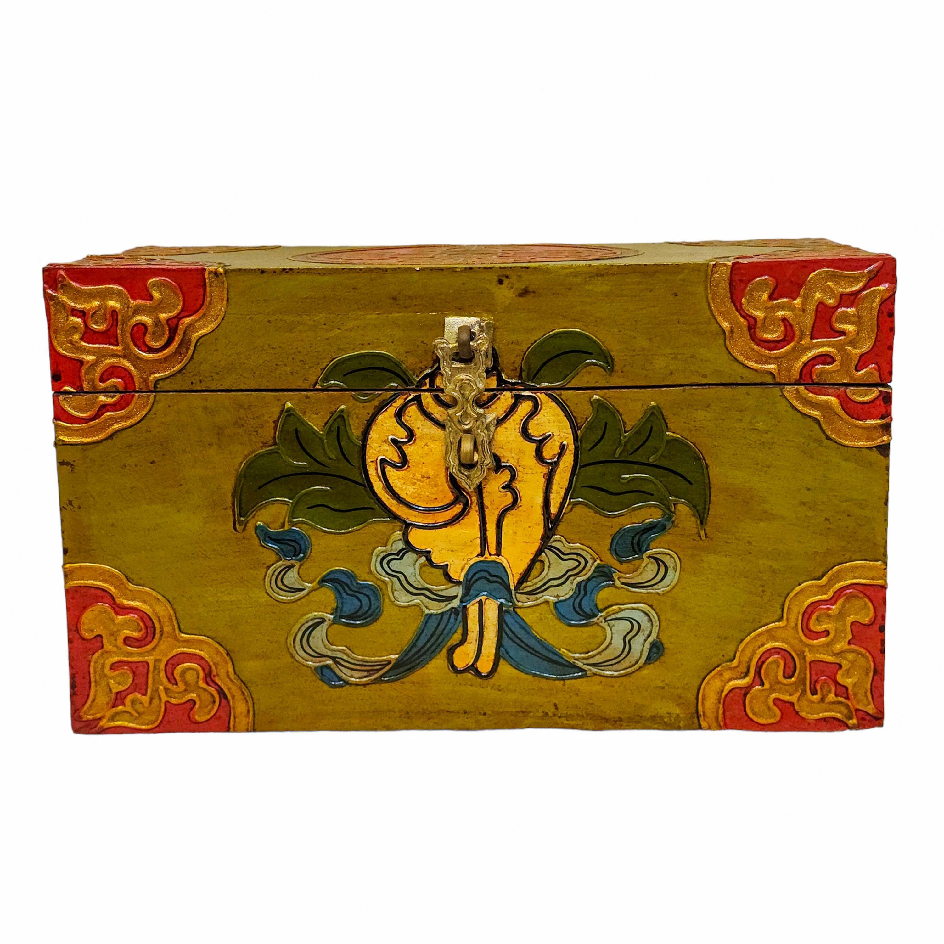 Tibetan Ritual Wooden Box, <span Style=