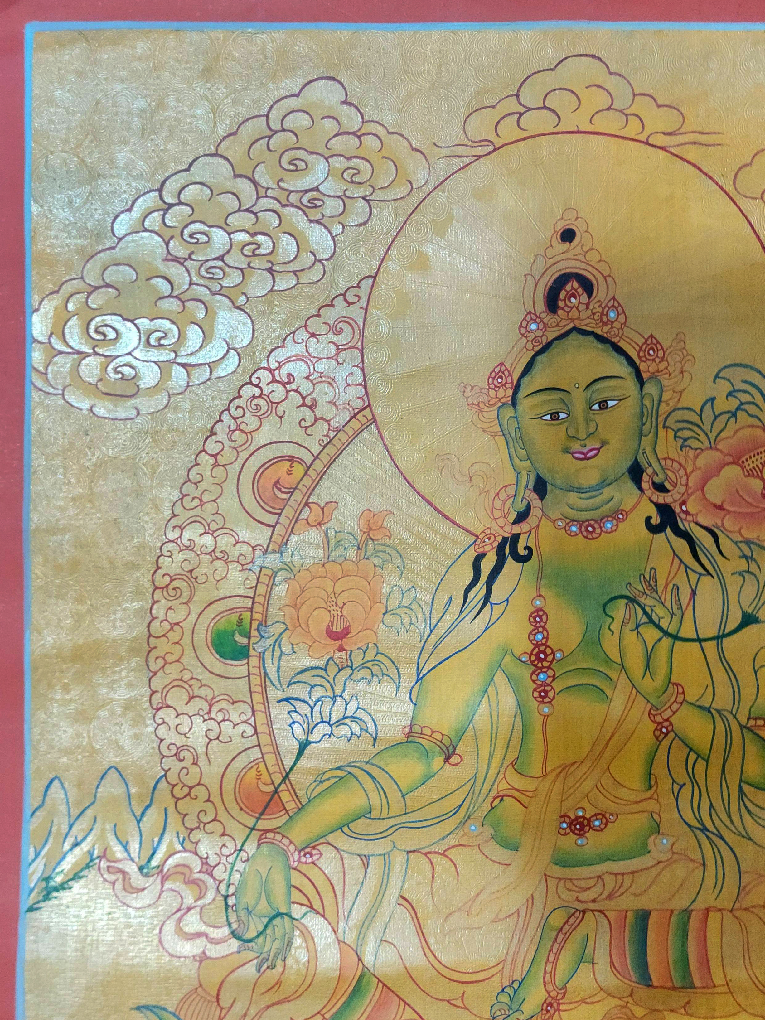 Green Tara, Buddhist Traditional Painting, Hand Painted