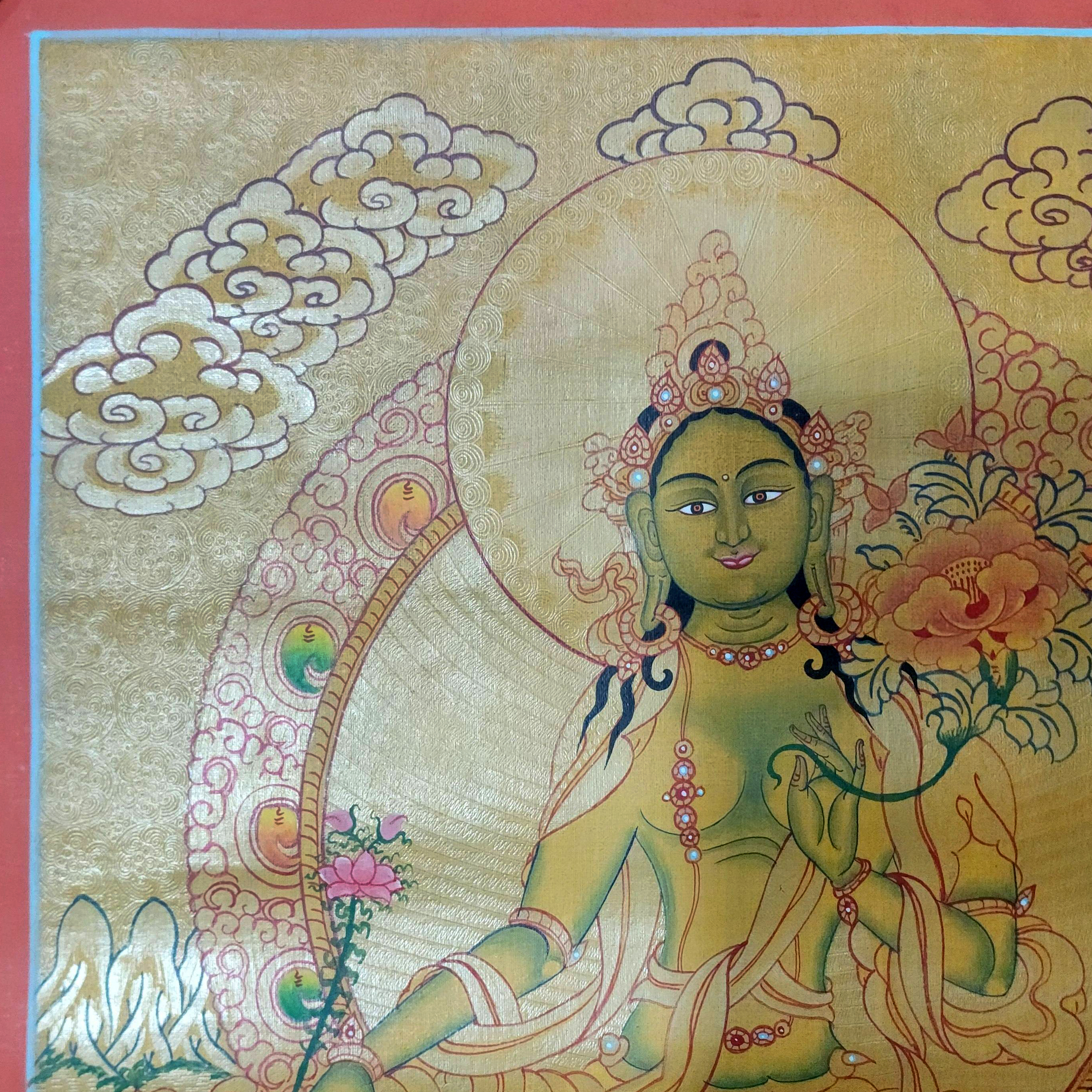 Green Tara, Buddhist Traditional Painting, Hand Painted