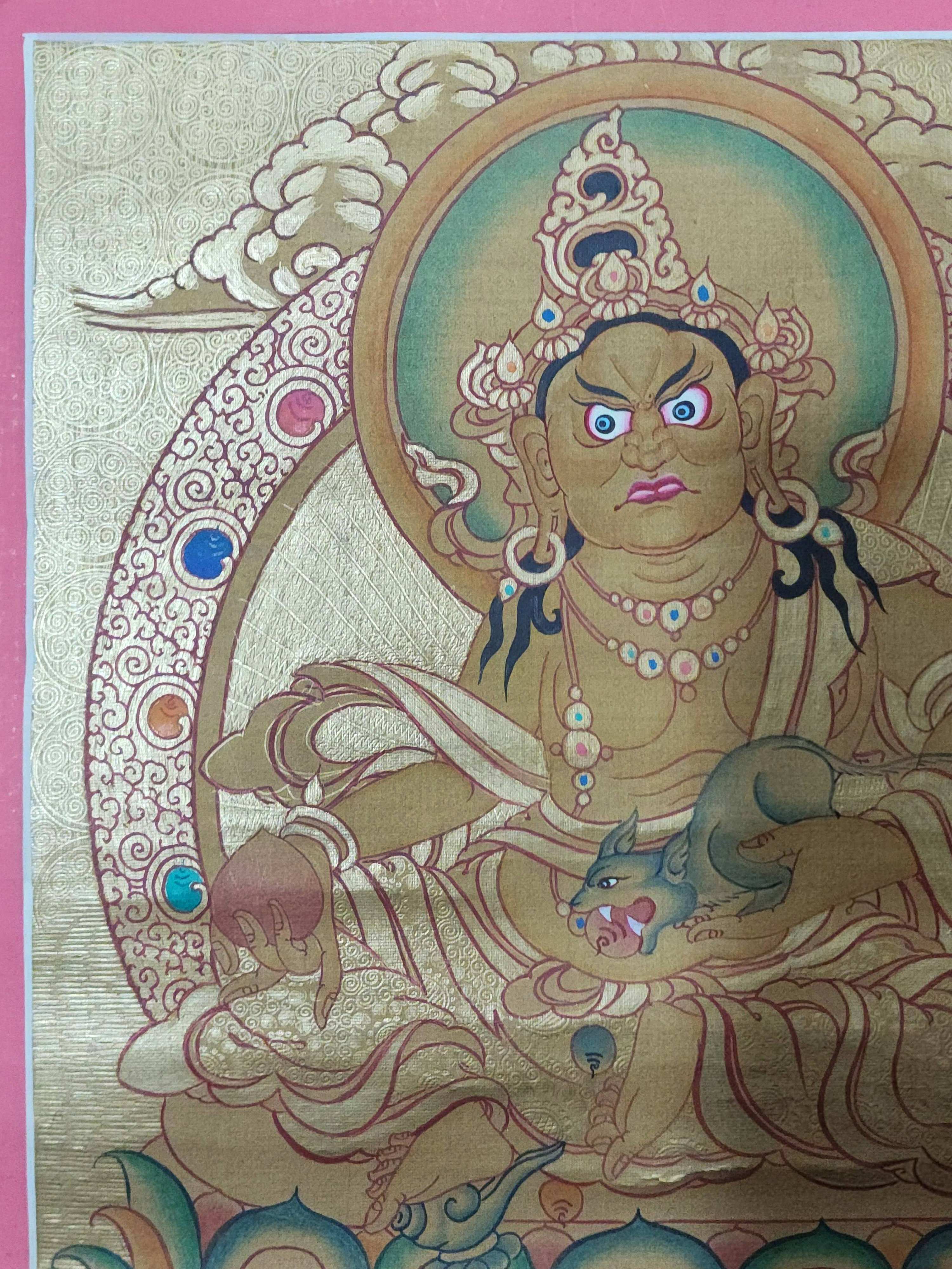 Yellow Jambhala, Buddhist Traditional Painting, Hand Painted