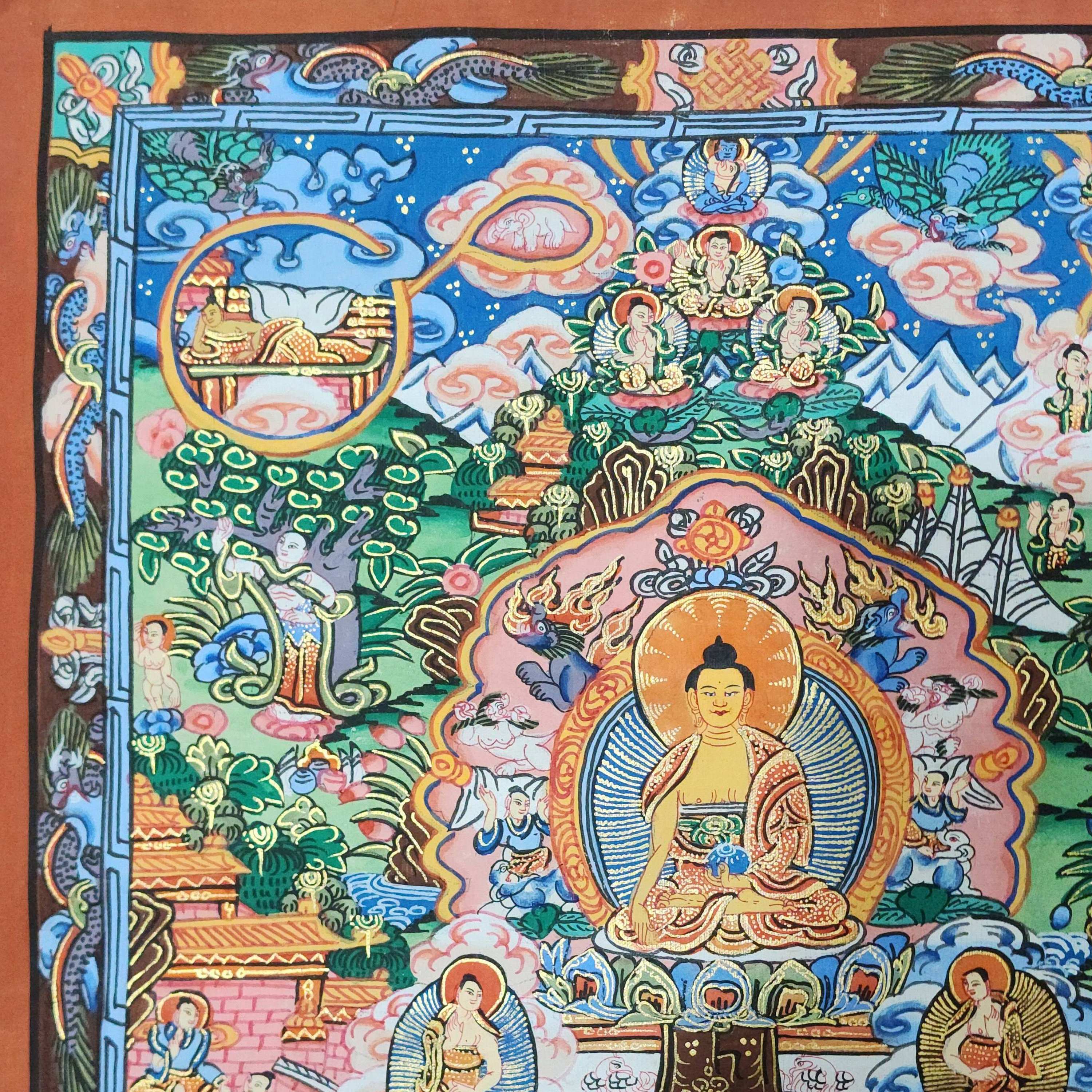 Buddha Life Story, Buddhist Traditional Painting, Hand Painted