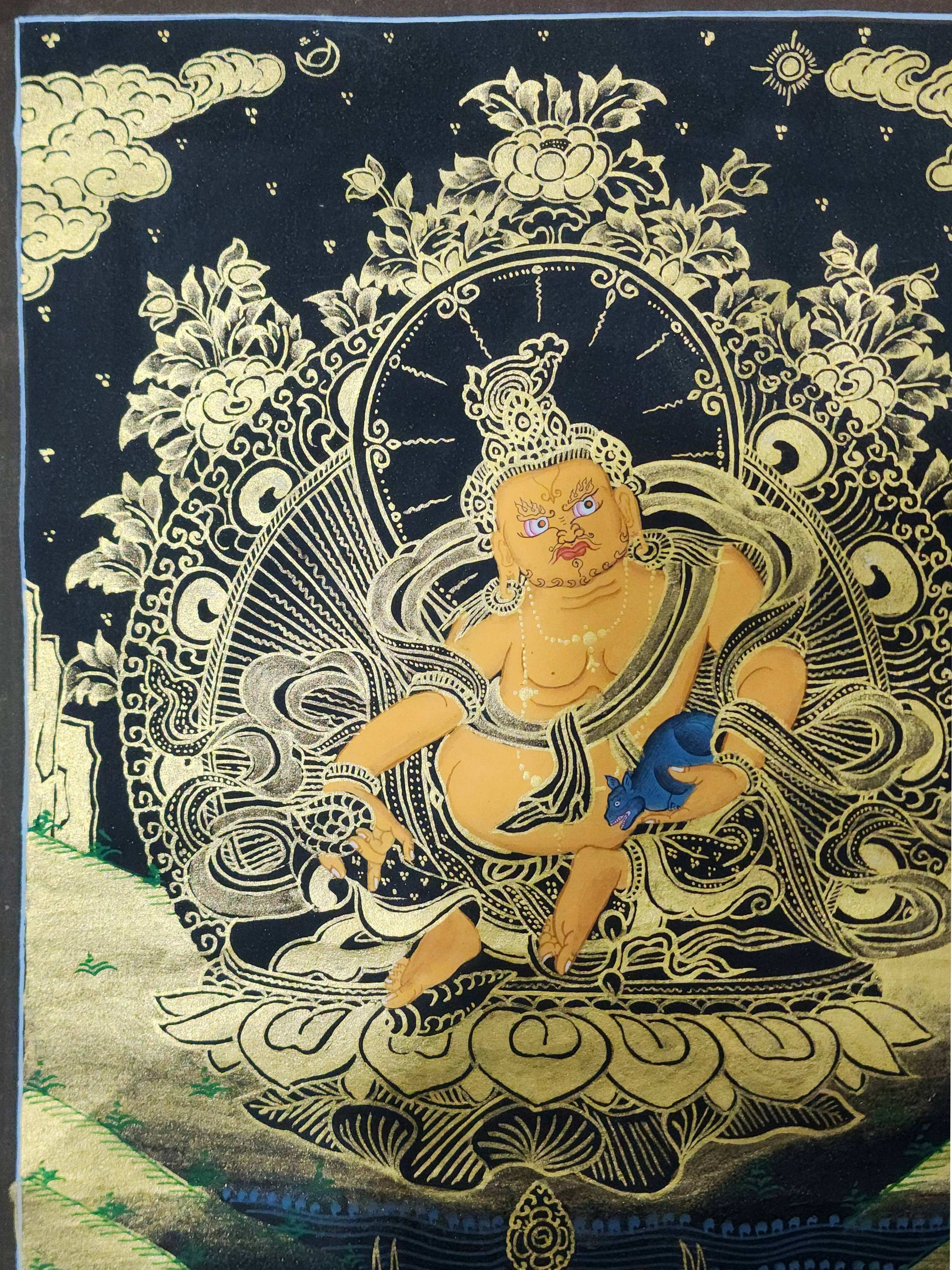 Yellow Jambhala, Buddhist Traditional Painting, Hand Painted