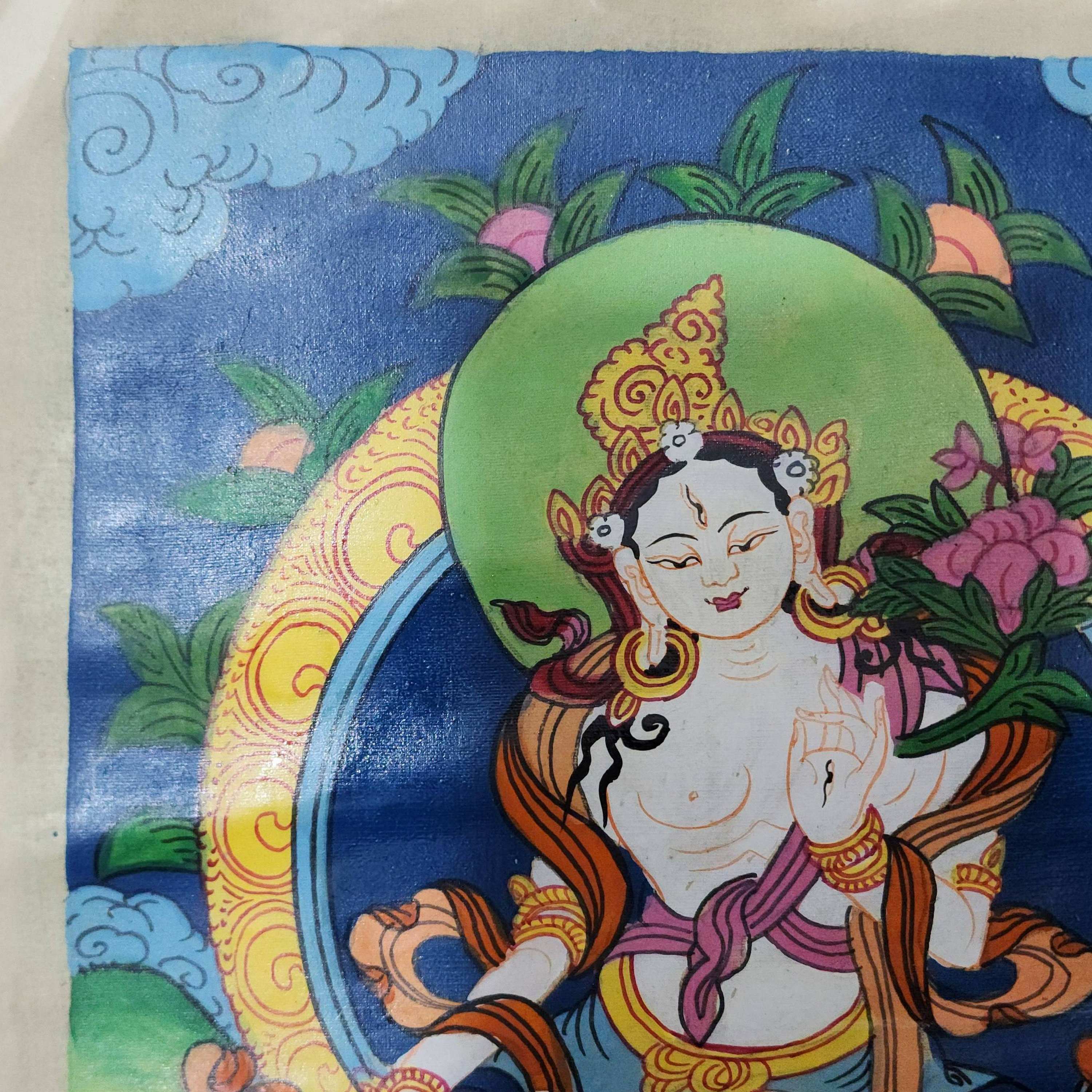 White Tara, Buddhist Traditional Painting, Hand Painted
