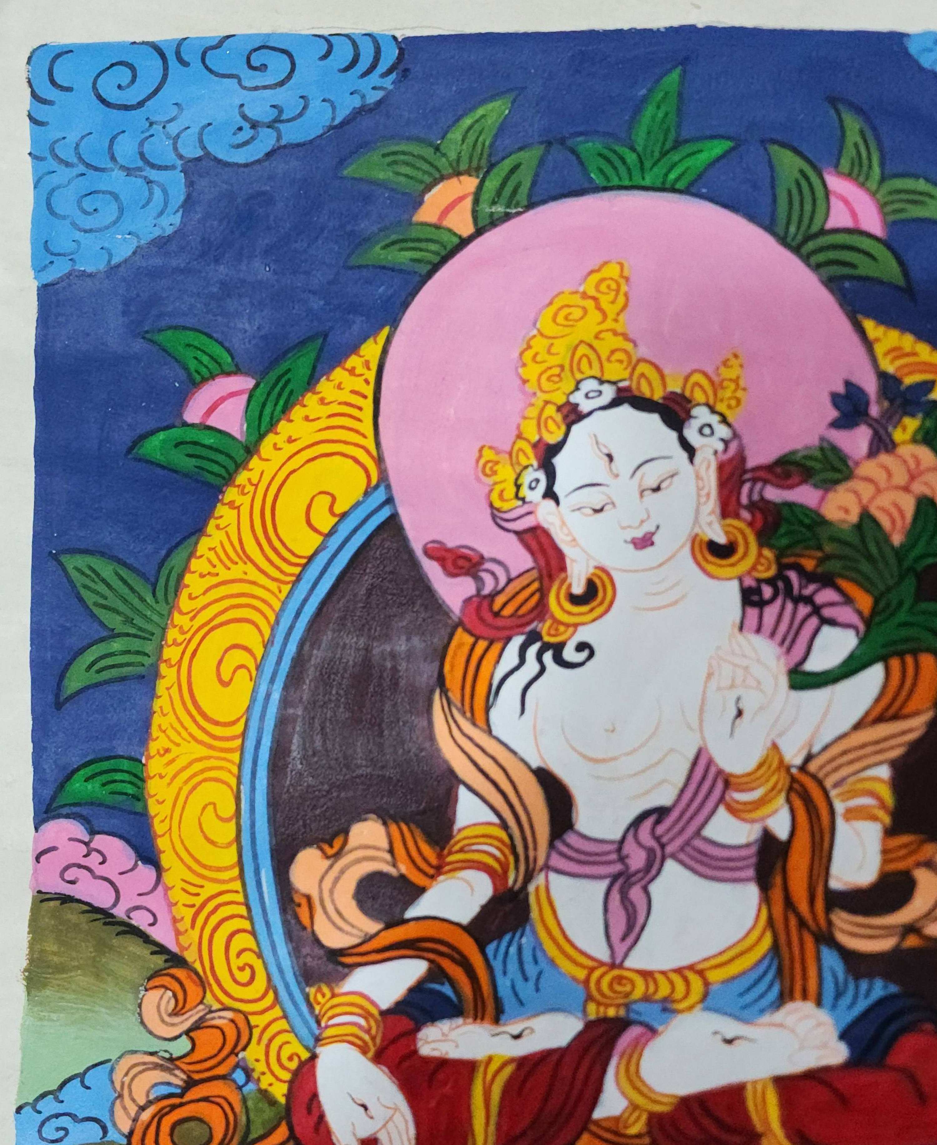 White Tara, Buddhist Traditional Painting, Hand Painted