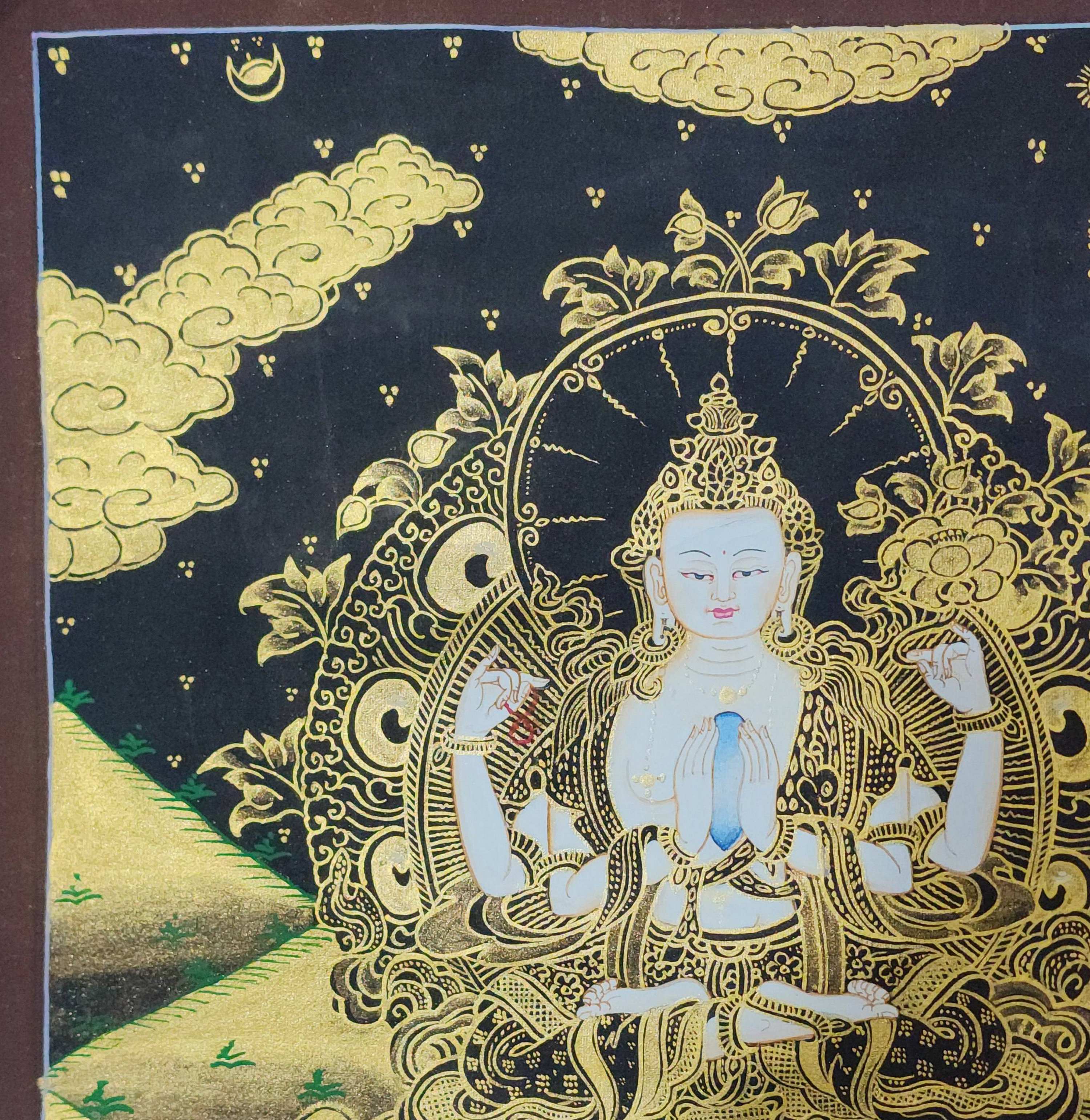 Chenrezig, Buddhist Traditional Painting, Hand Painted