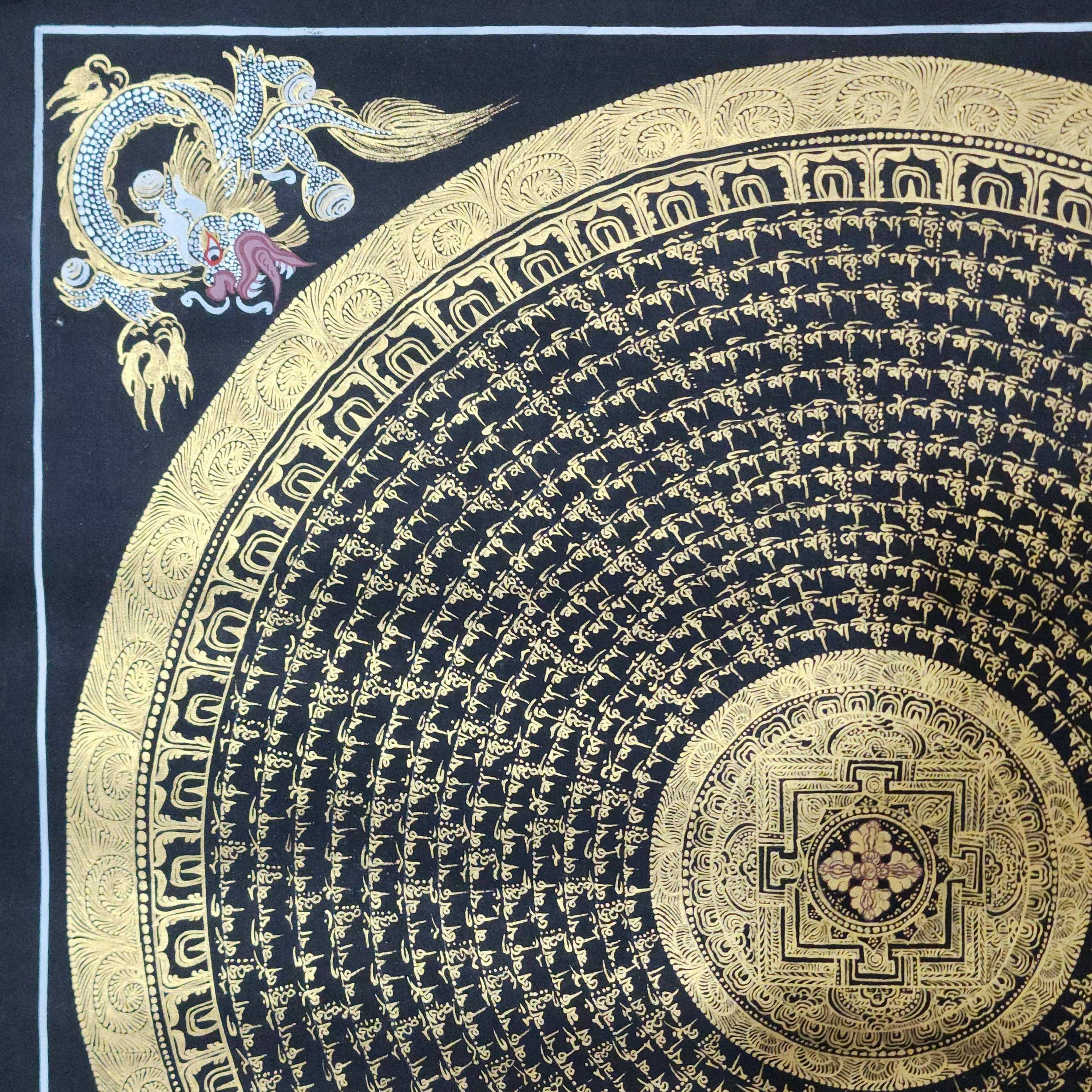 Mantra Mandala, Buddhist Traditional Painting, Hand Painted