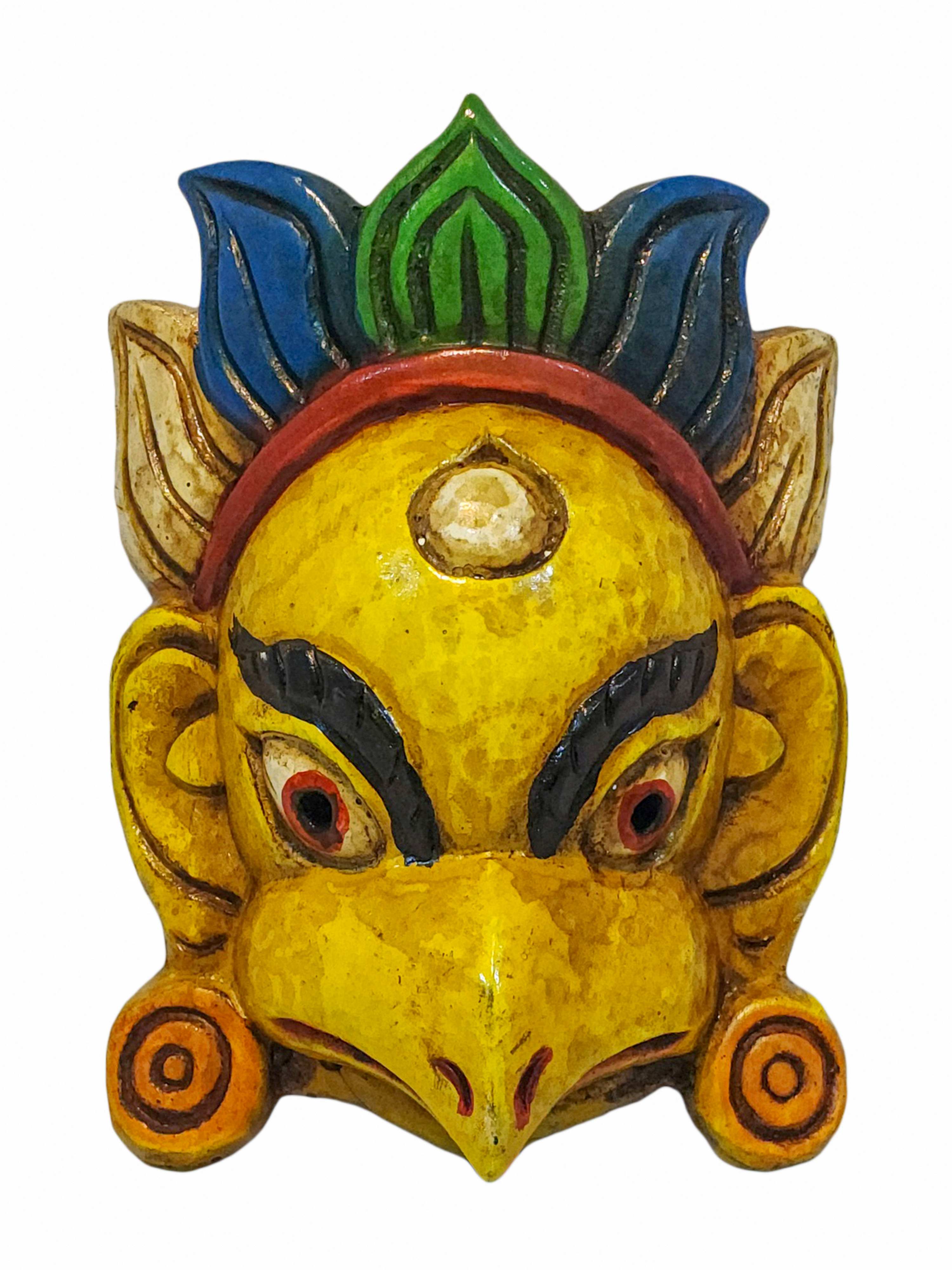 garuda, Handmade Wooden Mask, Wall Hanging, painted, Poplar Wood