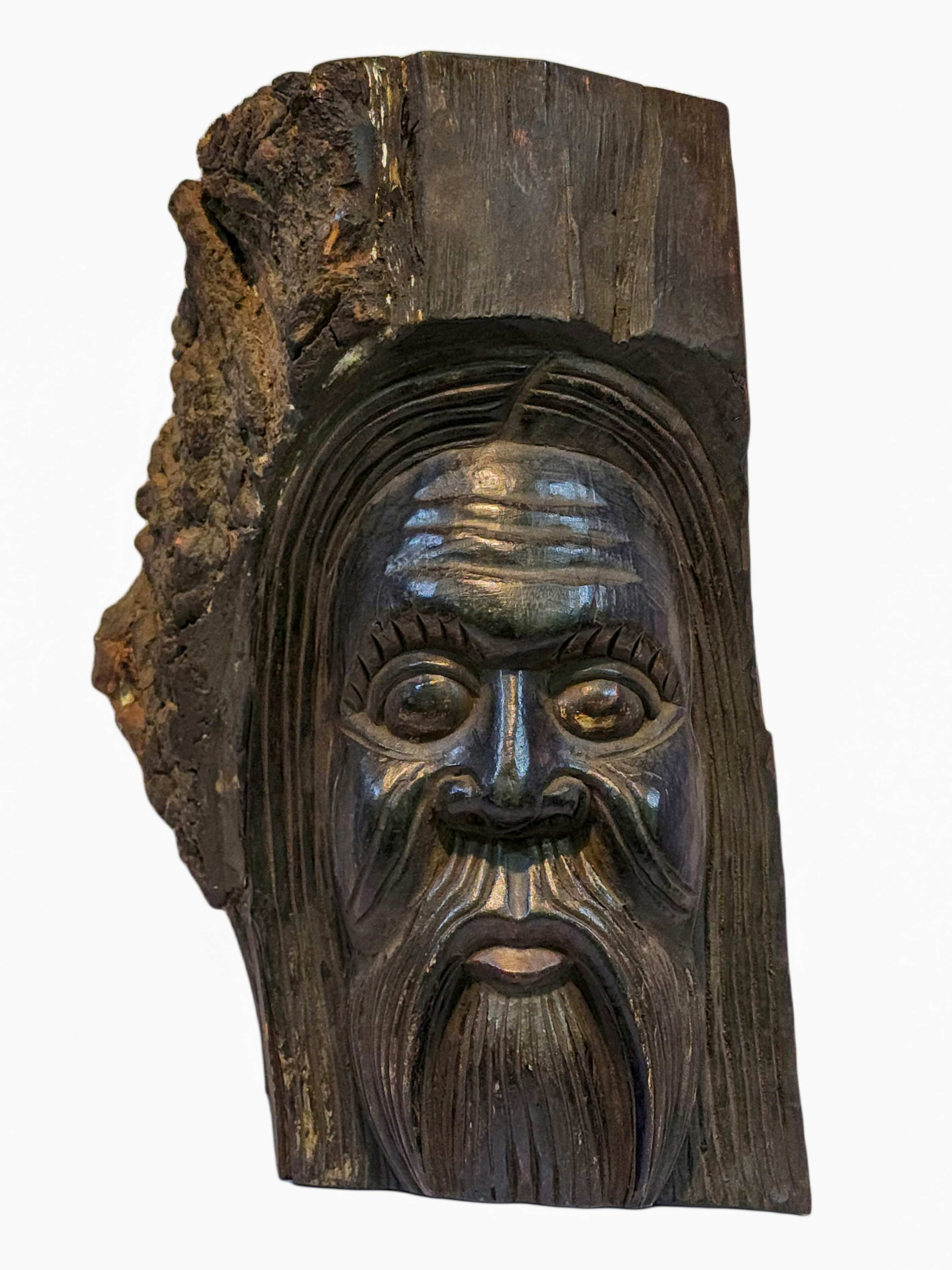 baba Mask, Handmade Wooden Mask, Wall Hanging, painted, Poplar Wood