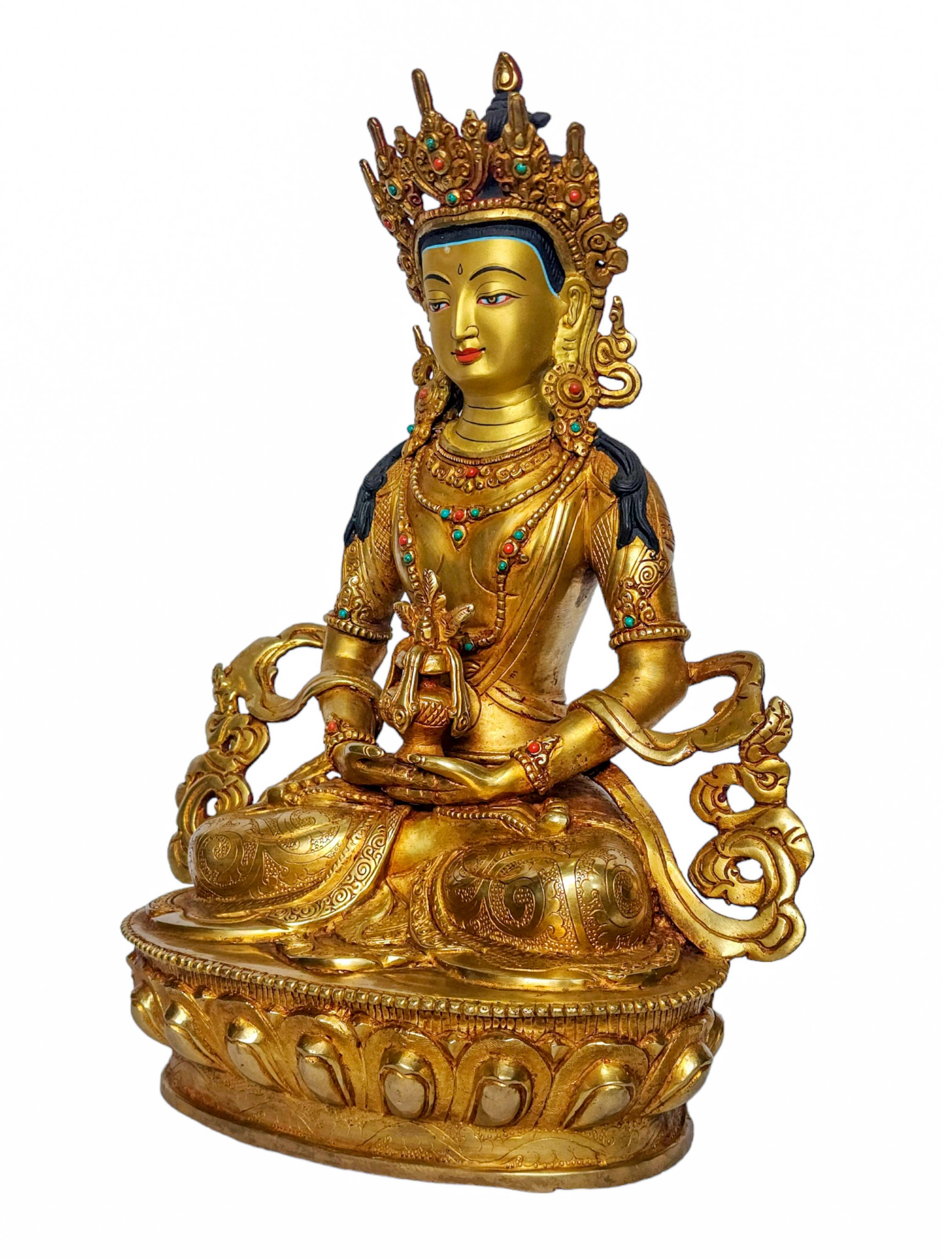 aparimita, Buddhist Handmade Statue, face Painted And gold Plated