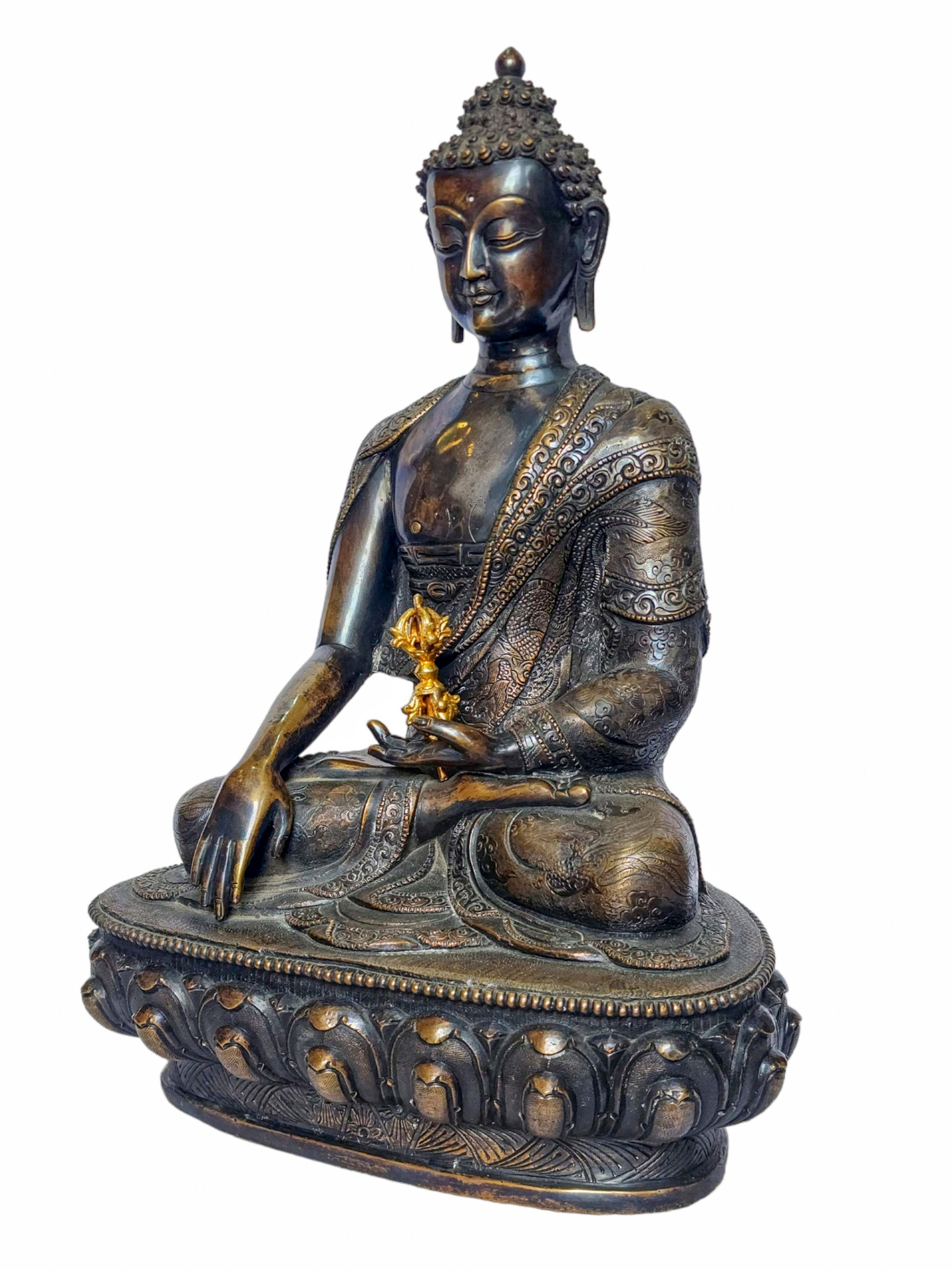 shakyamuni Buddha, Buddhist Handmade Statue, black Oxidized