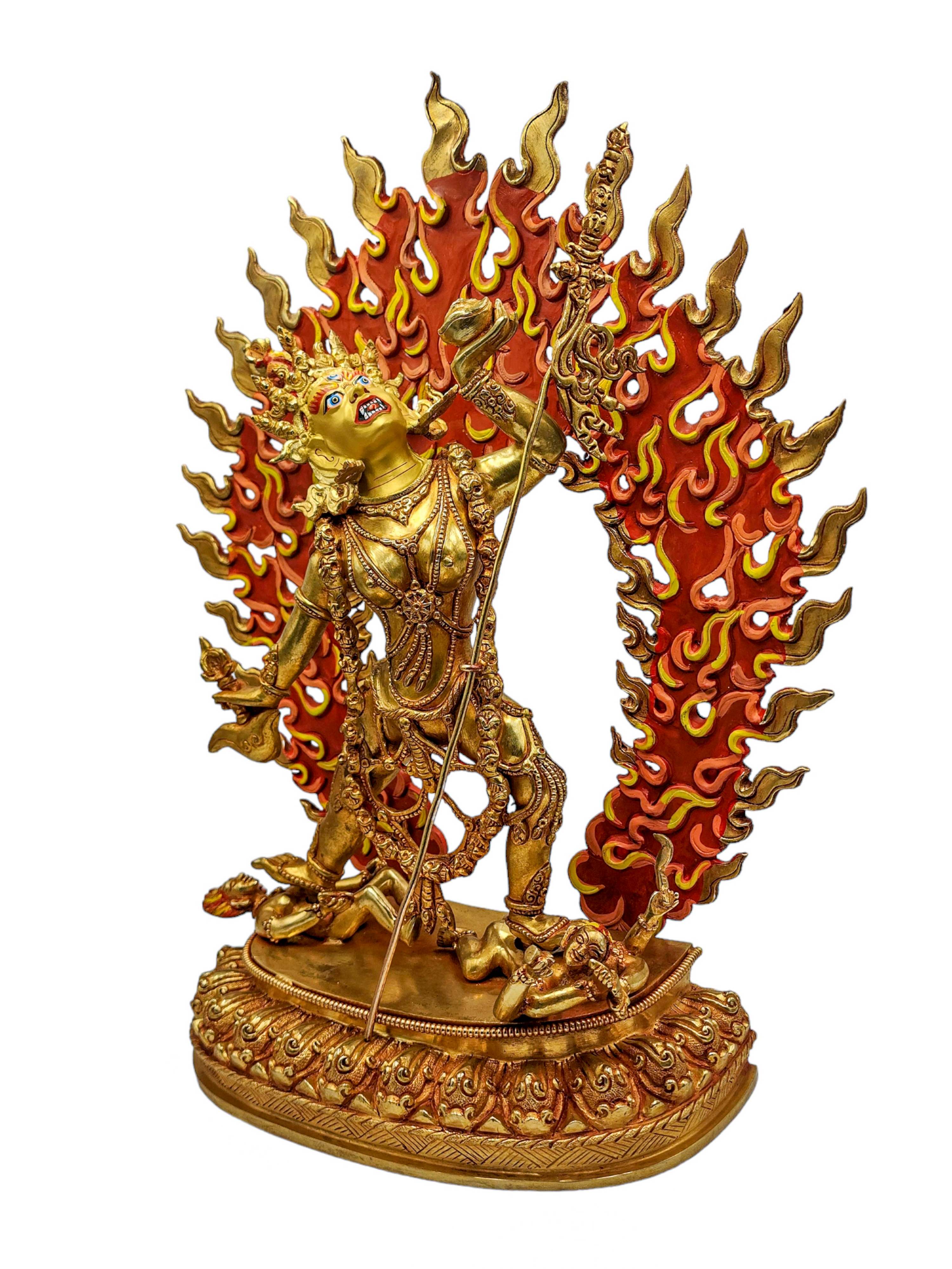 vajrayogini, Budhist Handmade Statue, face Painted And gold Plated