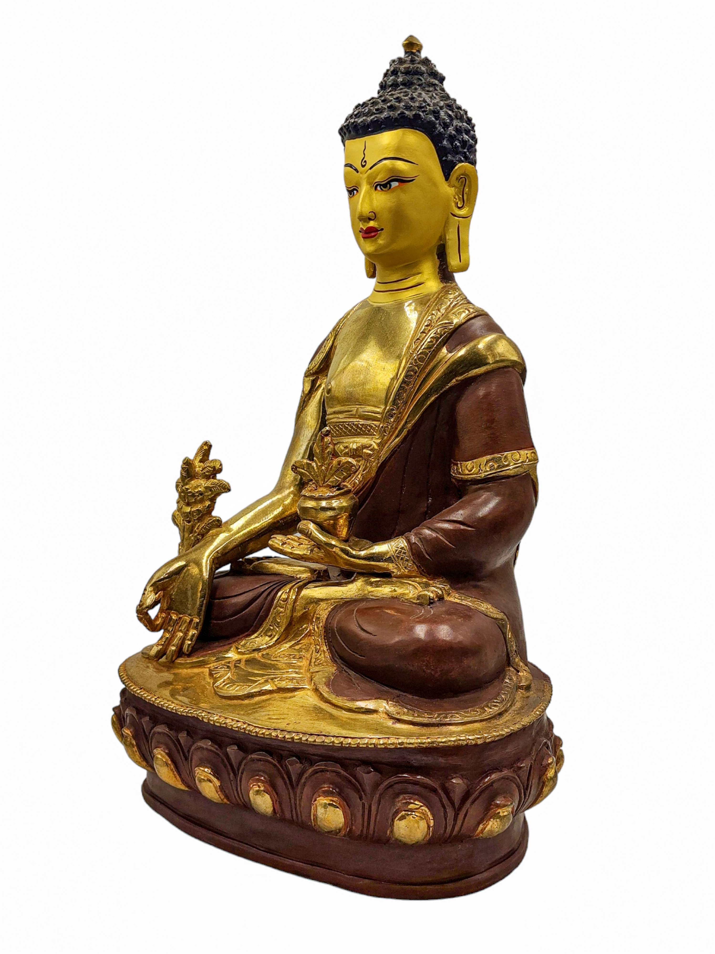 best Price, medicine Buddha, Buddhist Handmade Statue, partly Gold Plated, Wtih face Painted, For A Gift, Altars And Buddhist Ritual