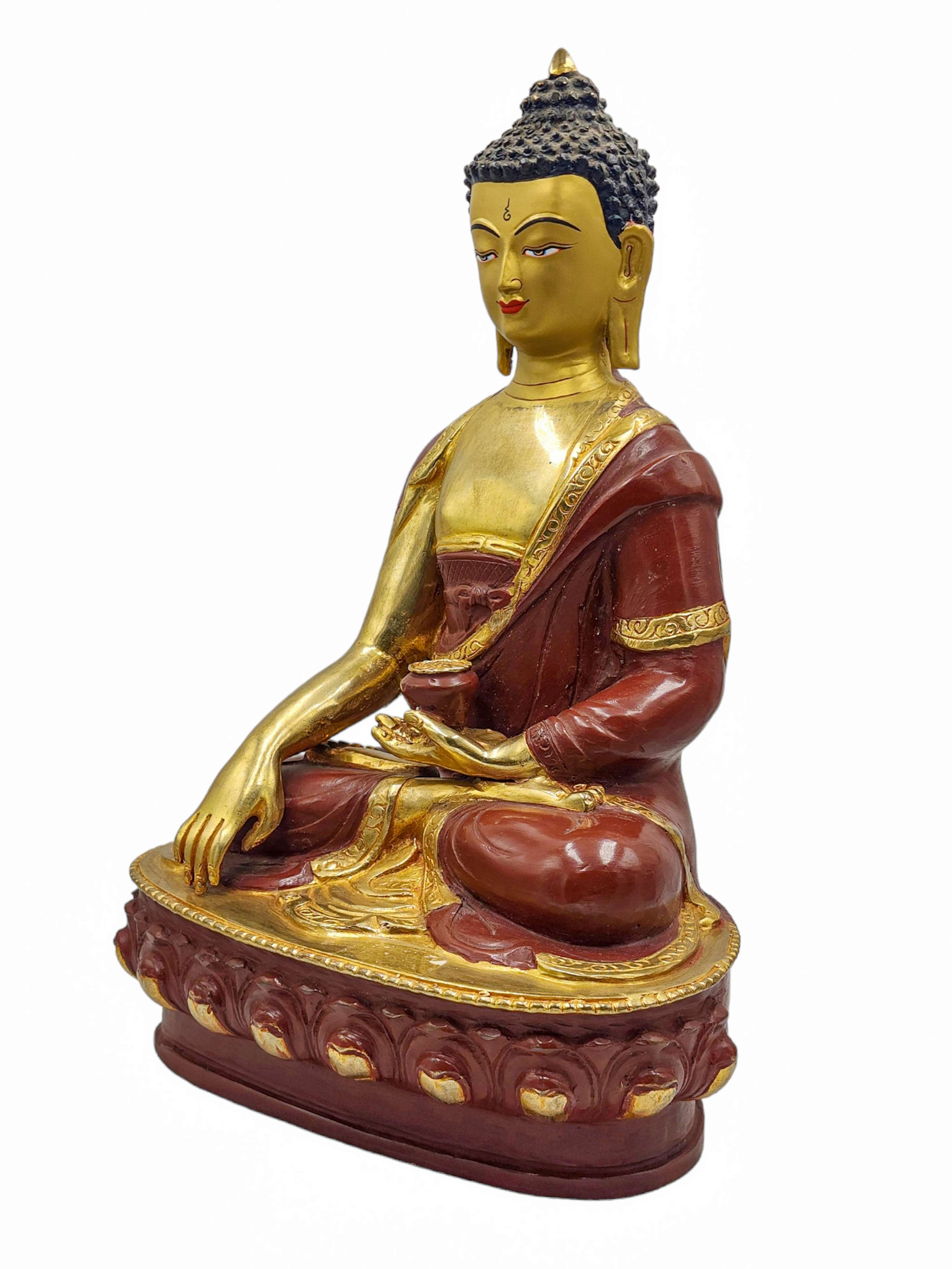 best Price, shakyamuni Buddha, Buddhist Handmade Statue, partly Gold Plated, Wtih face Painted, For A Gift, Altars And Buddhist Ritual