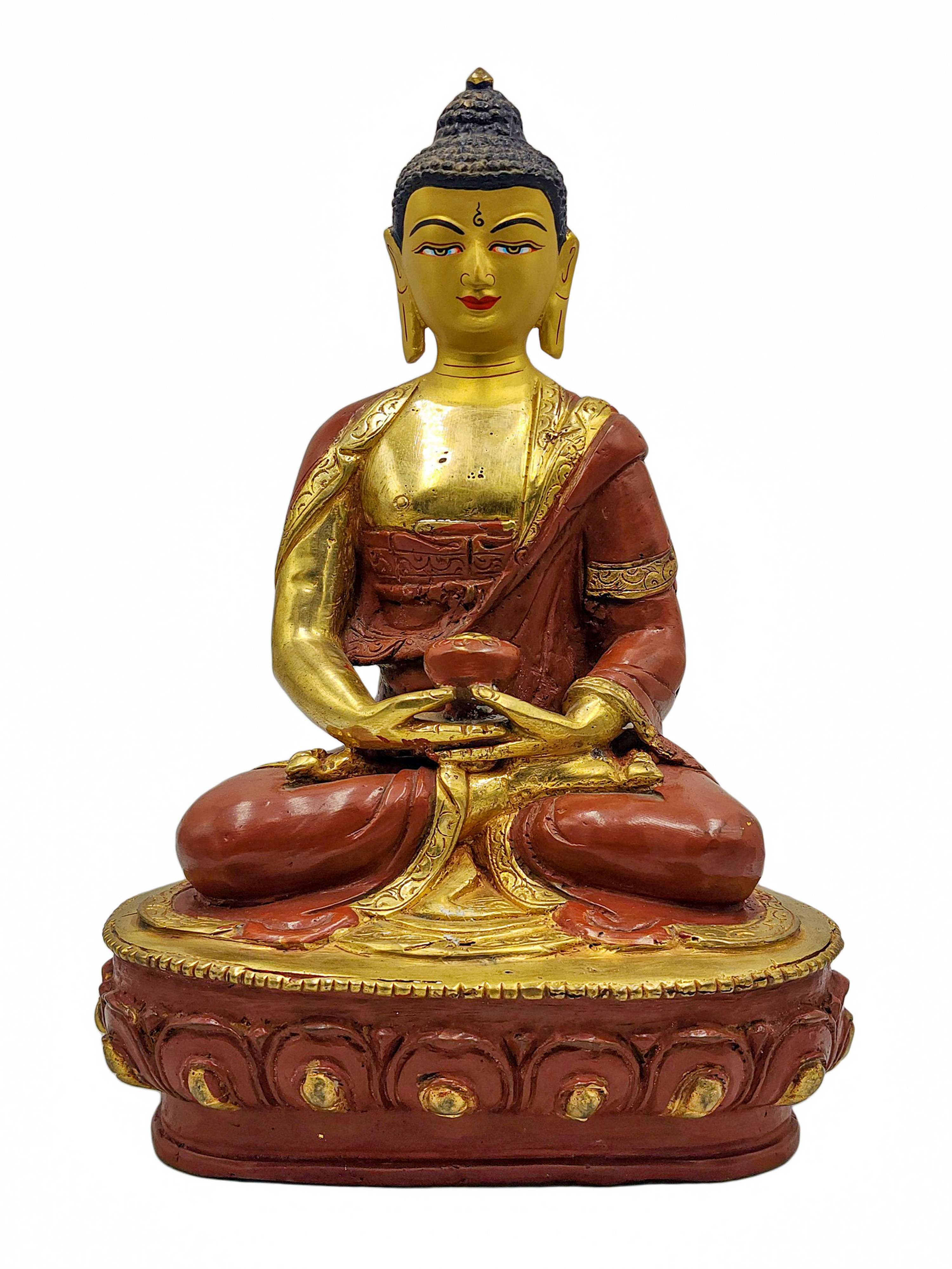best Price, shakyamuni Buddha, Buddhist Handmade Statue, partly Gold Plated, Wtih face Painted, For A Gift, Altars And Buddhist Ritual