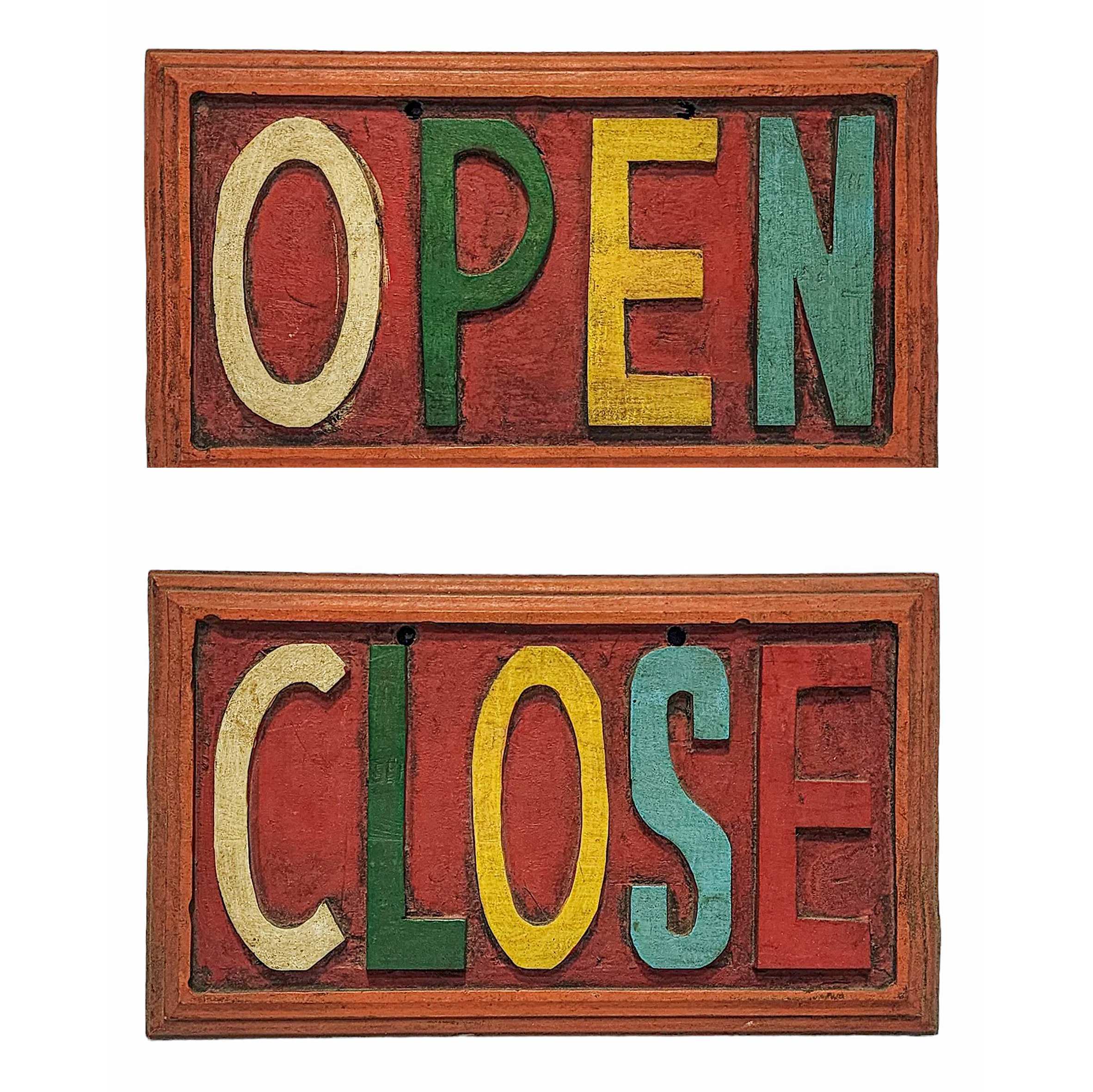 open/close Doble Side Carved, Handmade Wall Hanging, painted