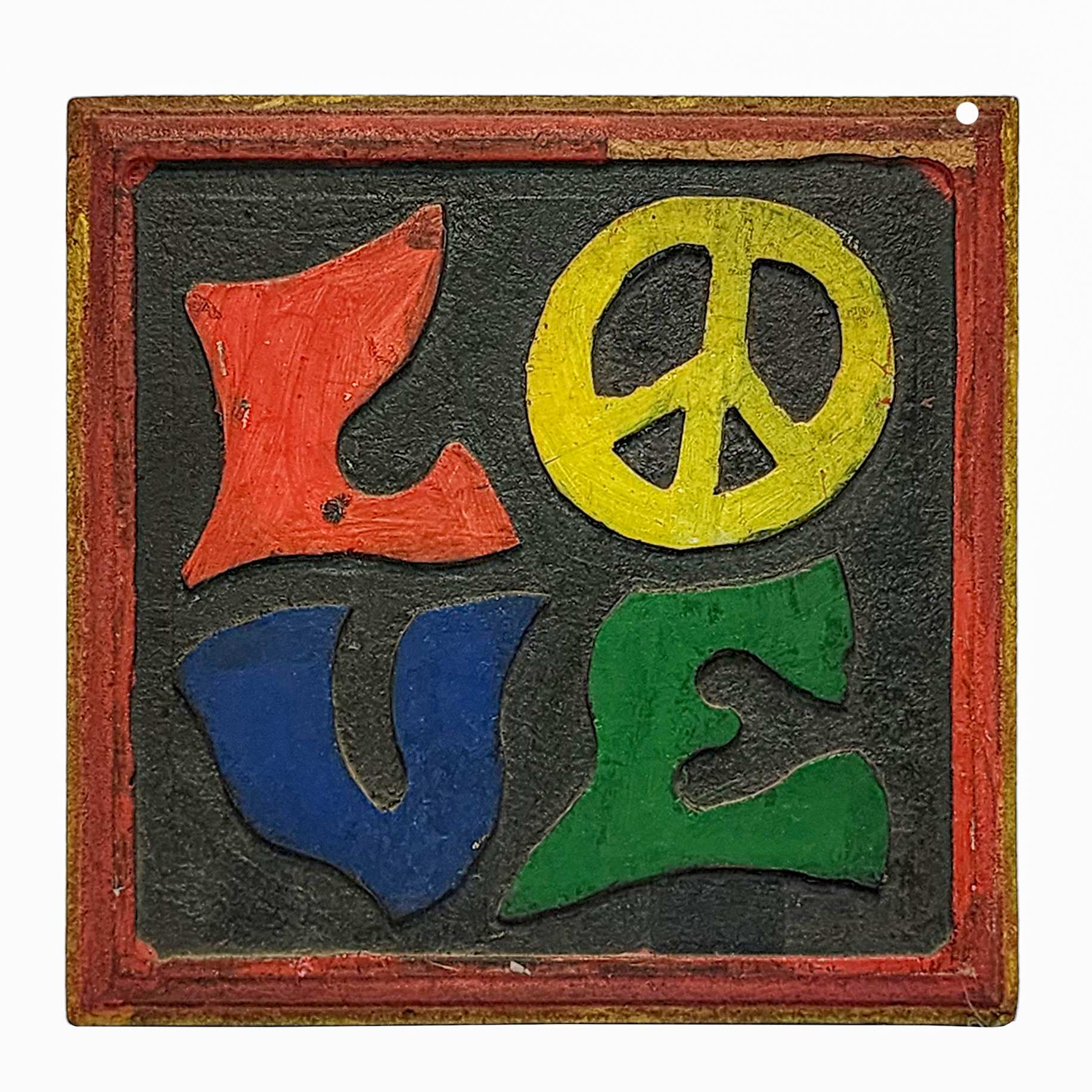 love Carved, Handmade Wall Hanging, painted